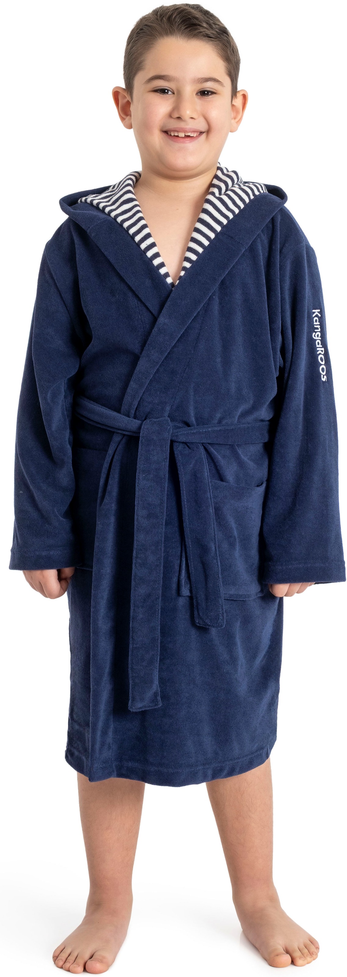 KangaROOS Kinderbademantel »Dalia, Ideal für Zuhause, Schwimmbad oder im Urlaub« 1 Stk. Uni-Farben mit Streifen
