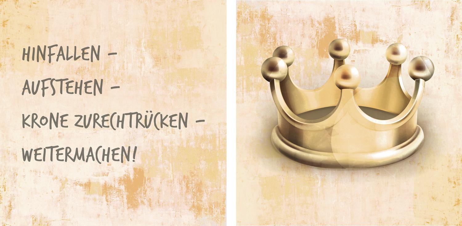 Image of queence Leinwandbild "Krone" Kunst Könige Königinnen Modern Prinzen Prinzessinnen Schriftzug Schriftzüge Spa Spa Bilder Sprüche Sprüche & Texte Set, Premium-Leinwandstoff, Handarbeit aus Deutschland, Spruch, 2er Set