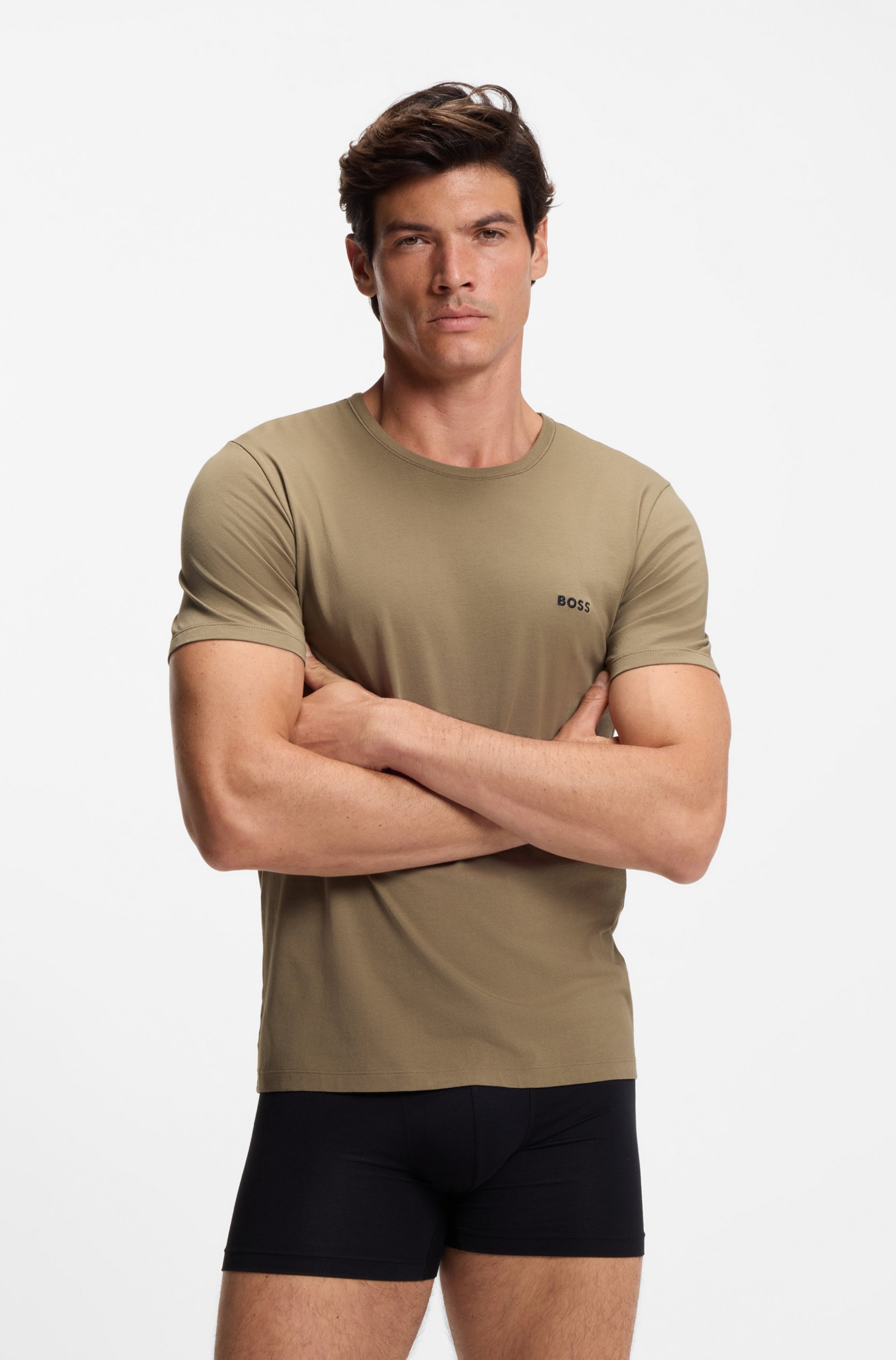 BOSS T-Shirt »TShirtRN 3P Classic« 3 tlg. mit Logostickerei