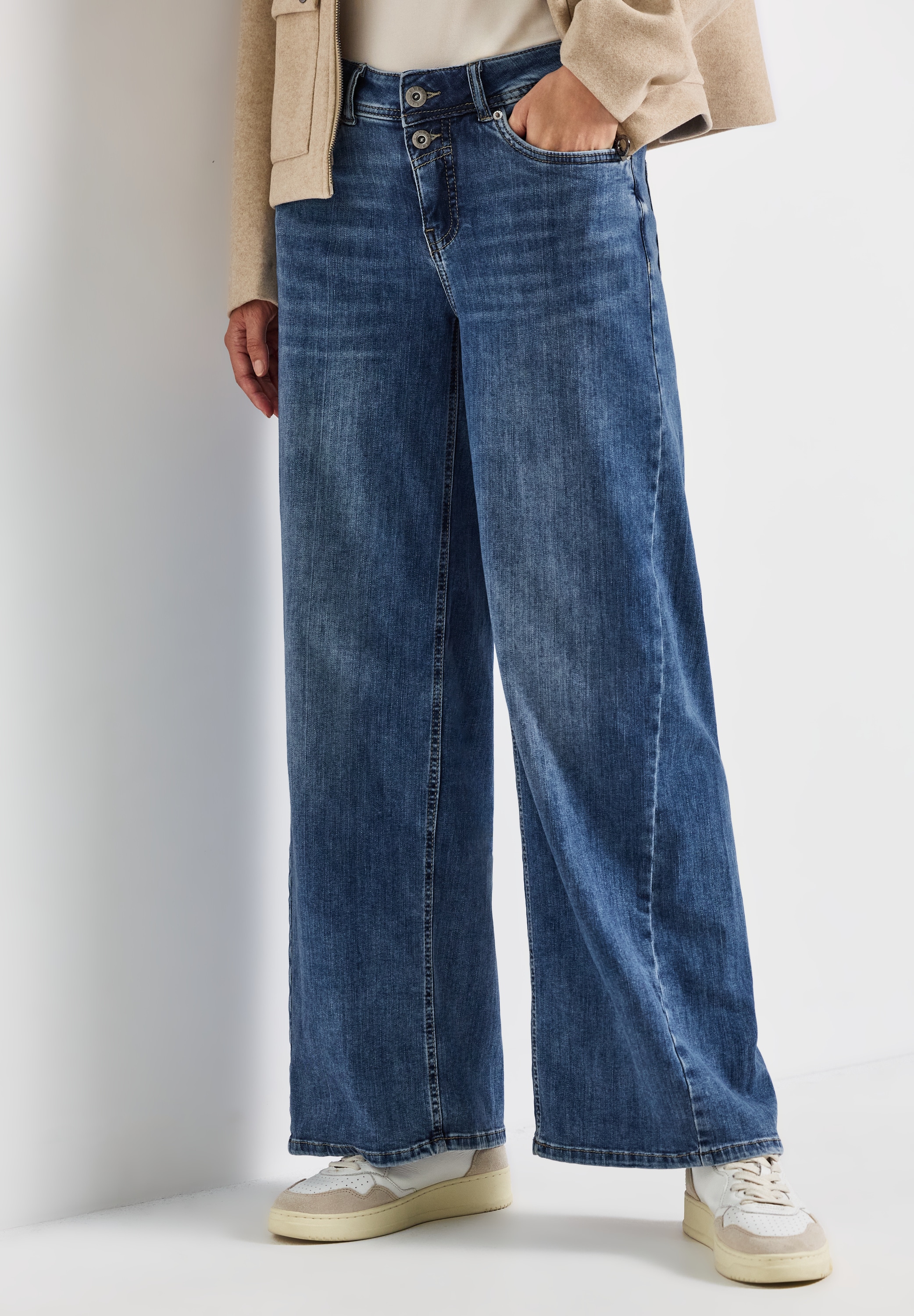Image of STREET ONE Weite Jeans "STYLE PALAZZO" Loose Fit, mit Stretch, 5-Pocket-Style