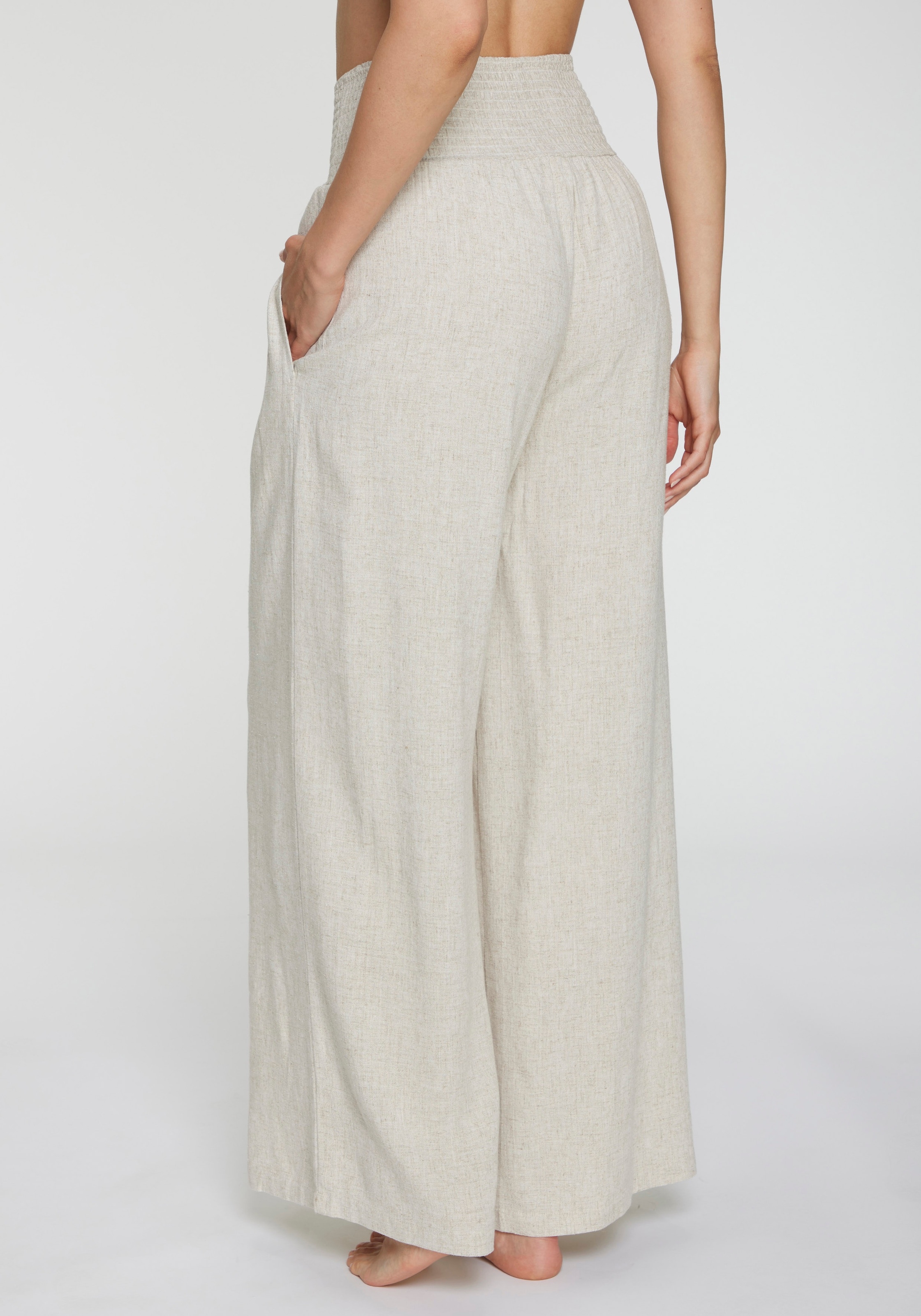 French Connection Leinenhose  mit gerafftem Bund, weite Palazzohose für den Sommer