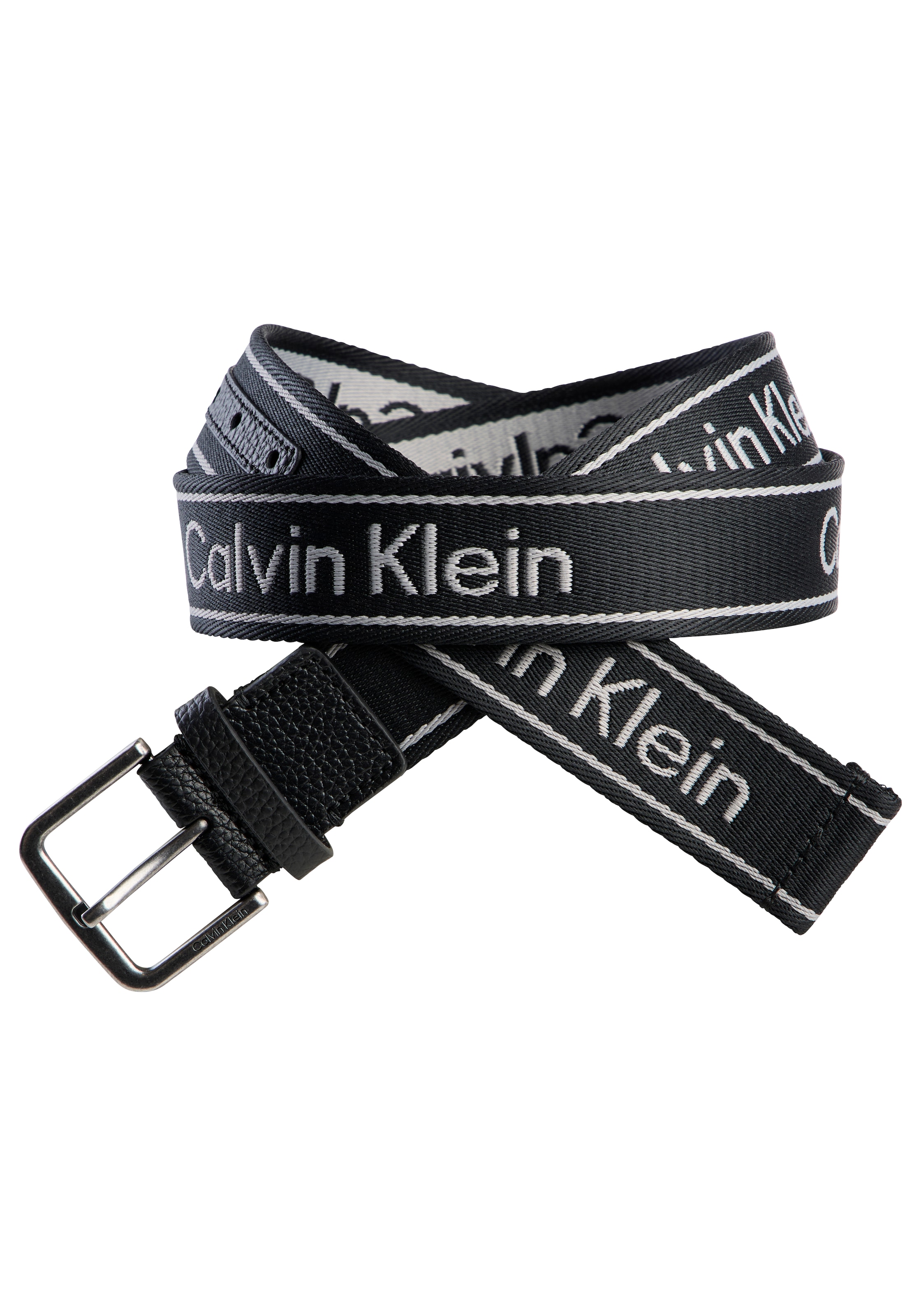 Calvin Klein Stoffgürtel »SHORT ROUND BUCKLE WEBBING 35MM« Regular fit und grössenverstellbar