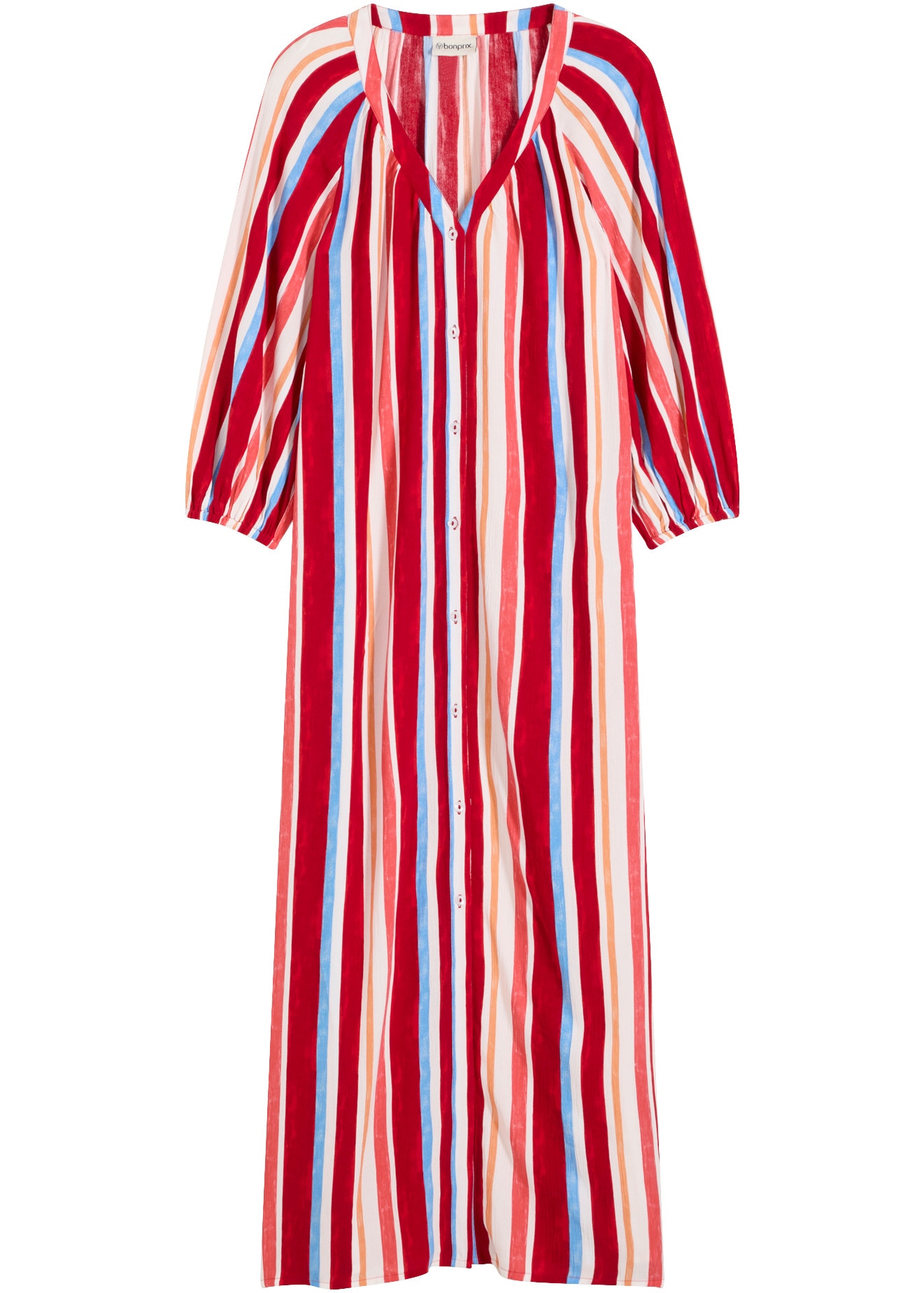 bonprix Tunikakleid aus Viskose, mit Knopfleiste, Loose Fit, gestreift