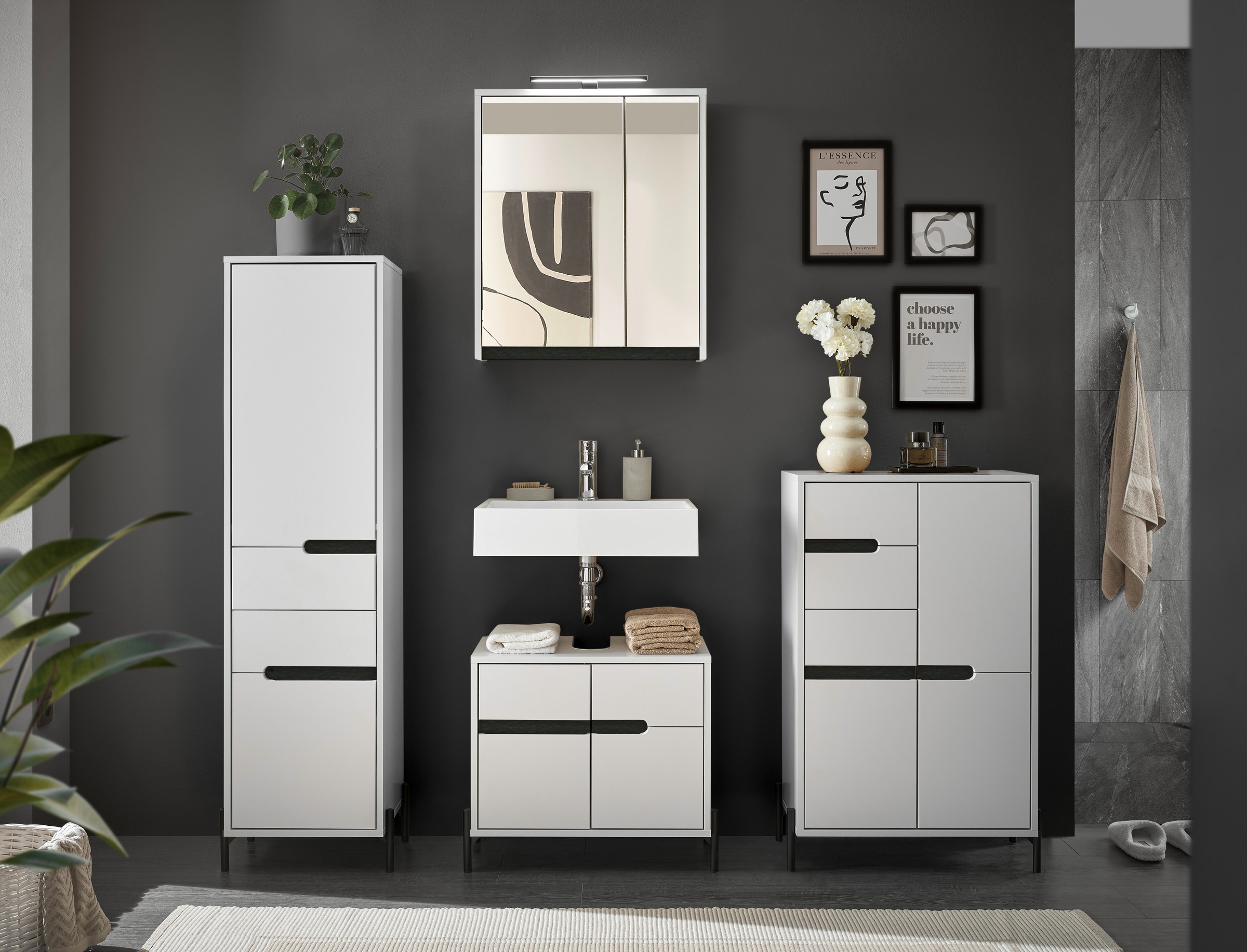 BASIC by Balculina Armoire sous lavabo »Avanto B/H/T 60x55x35 cm« 1 cuis tlg. Largeur 60cm, fermeture douce pour portes, FSC-Mix 70%