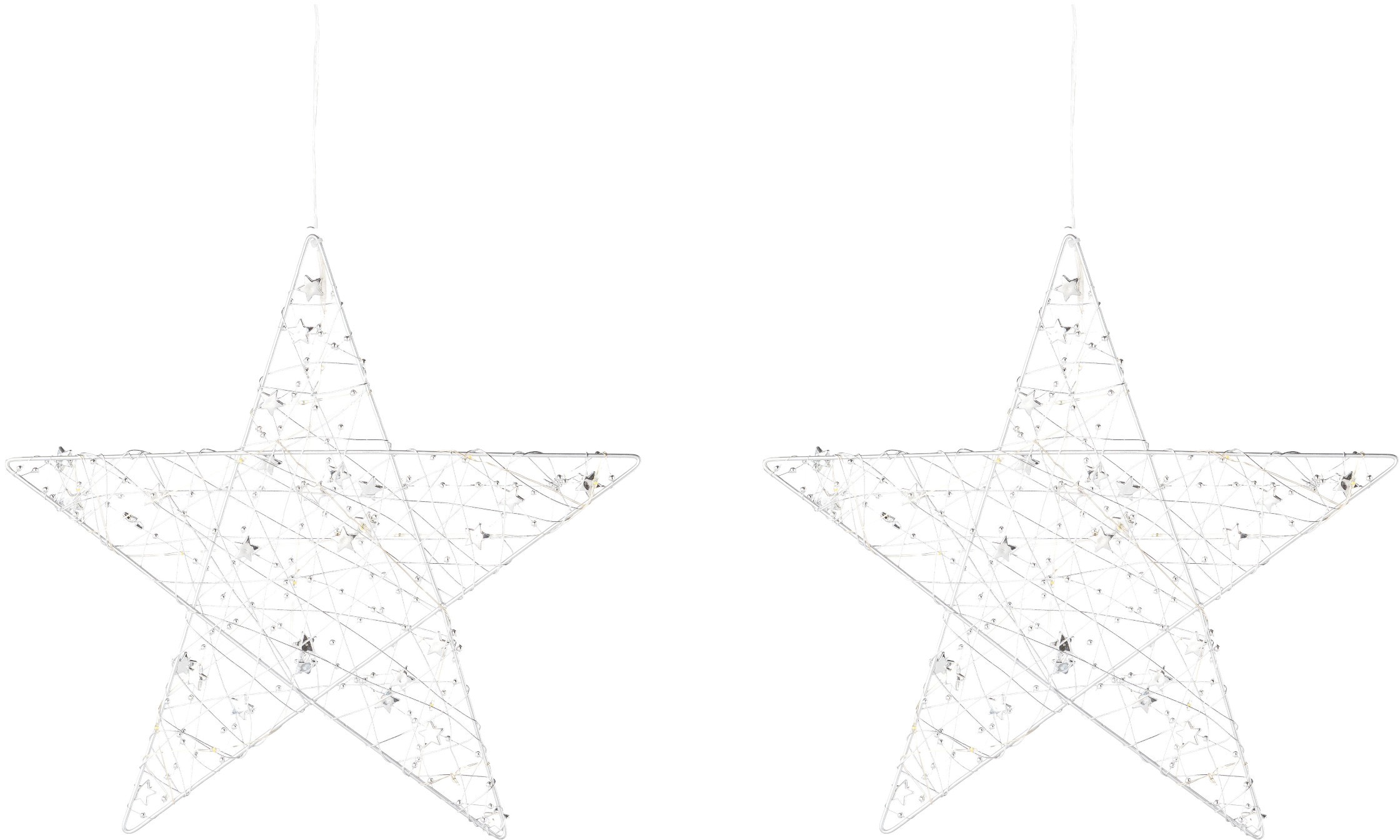 Creativ light Dekostern »Weihnachtsstern, Weihnachtsdeko«, (2 St.), aus Draht, mit 15 LED's, Ø 30 cm mit Timerfunktion, im 2er-Set