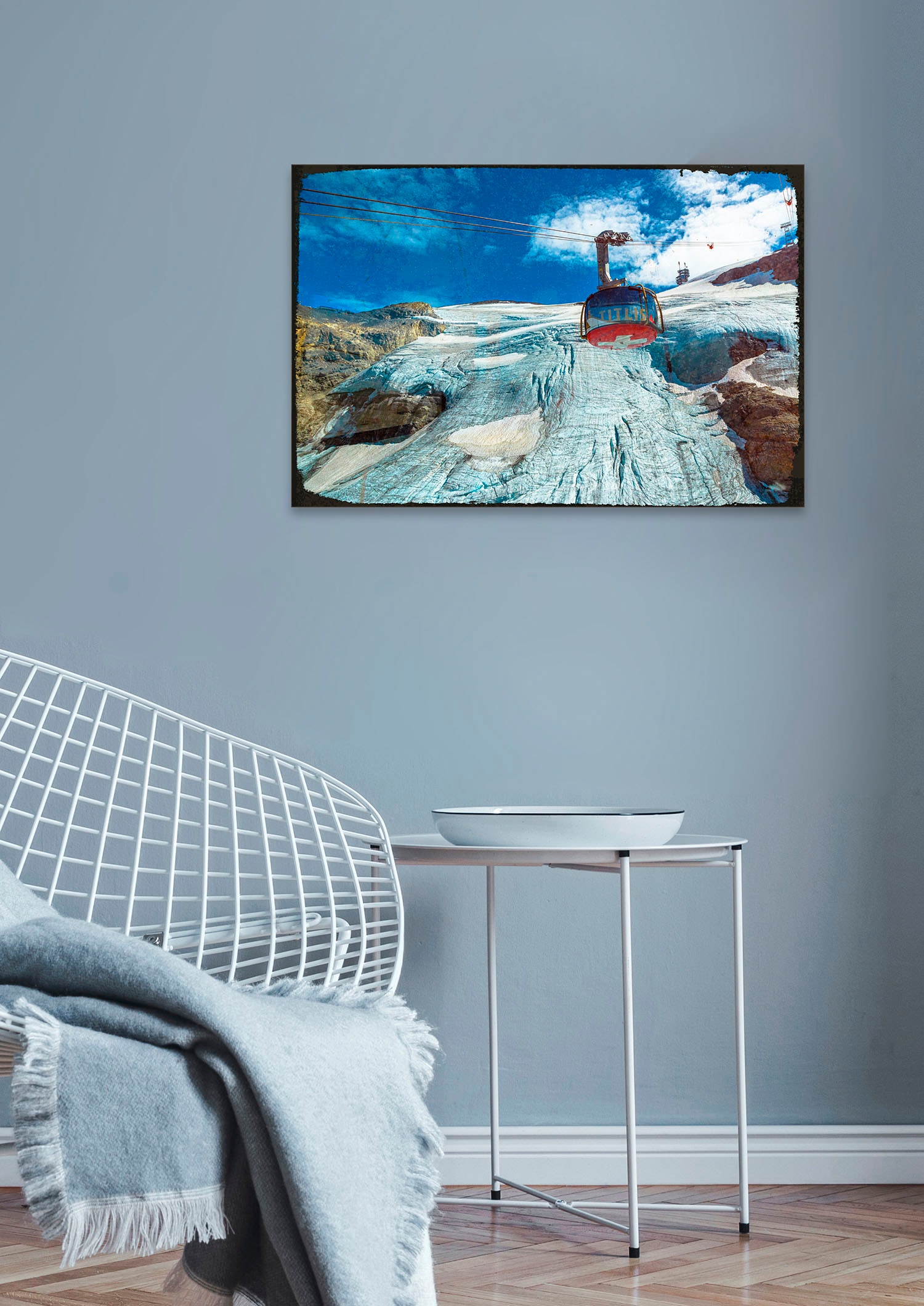 Image of queence Metallbild "Gondola" Berge & Alpenbilder Schriftzüge 1 Stk. tlg. Stahlschilder