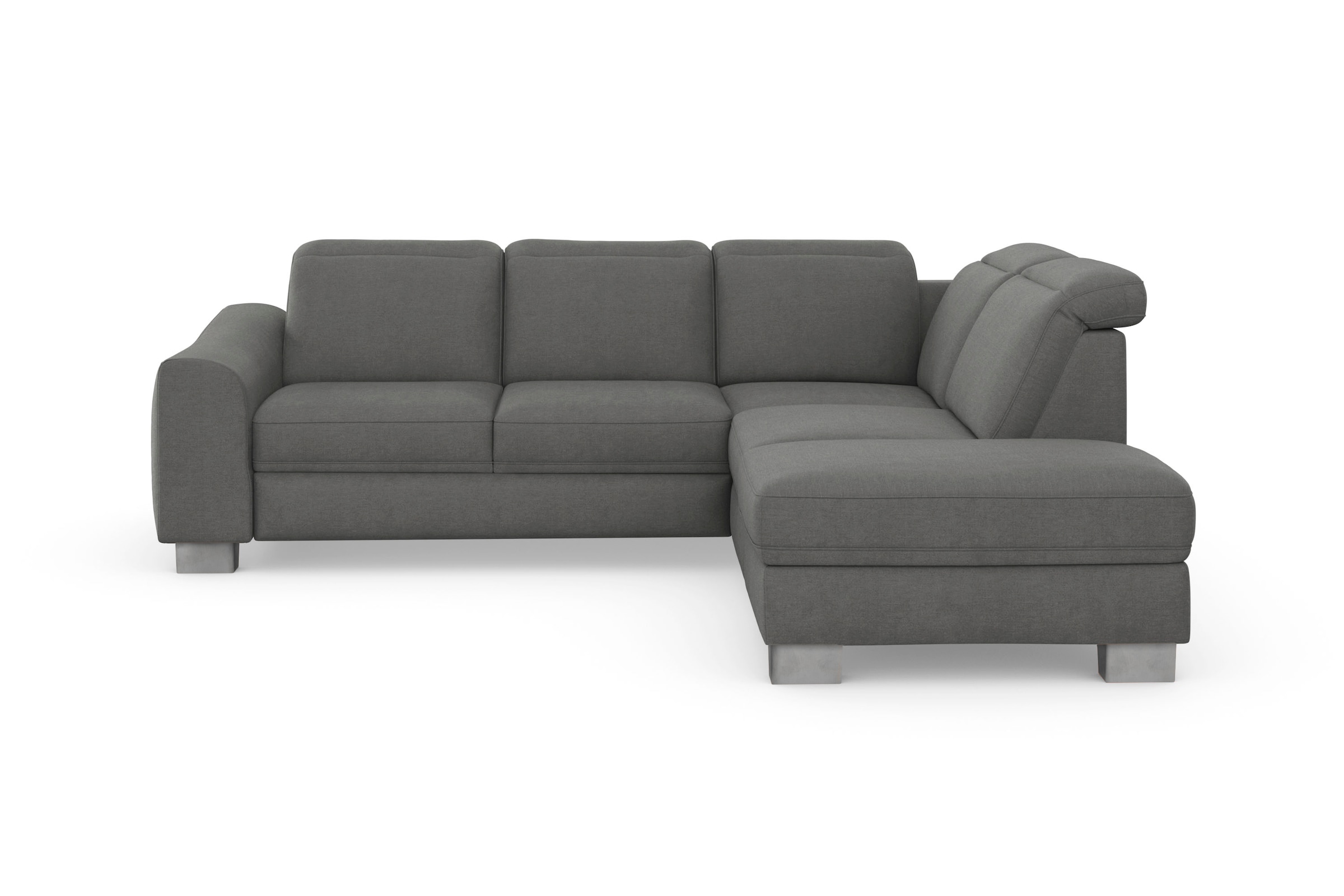 sit&more Ecksofa »Dundee L-Form«, mit Federkern und Edelstahlfüssen, wahlweise mit Kopfteilverstellung