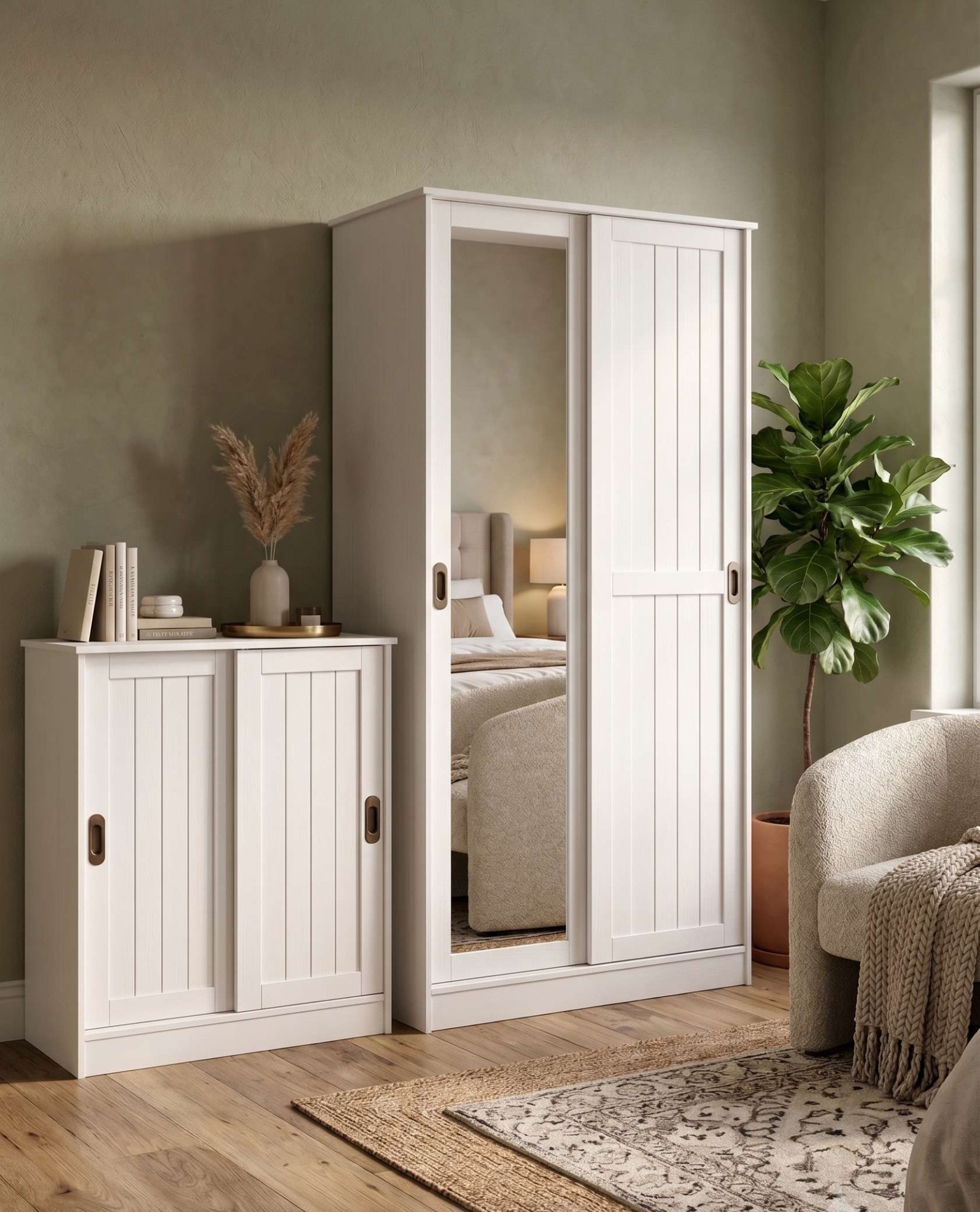 GOODproduct Armoire à chaussures »Malmö Schuhkommode mit Schiebetüren« L/P/H : 77/37/89 cm,  en pin massif certifié FSC®, largeur 77 cm