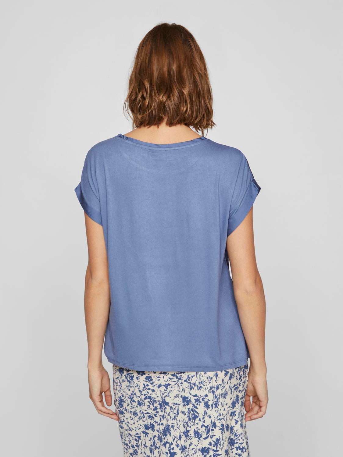 Vila Kurzarmshirt »VIELLETTE S/S SATIN TOP - NOOS«, Satin Optik