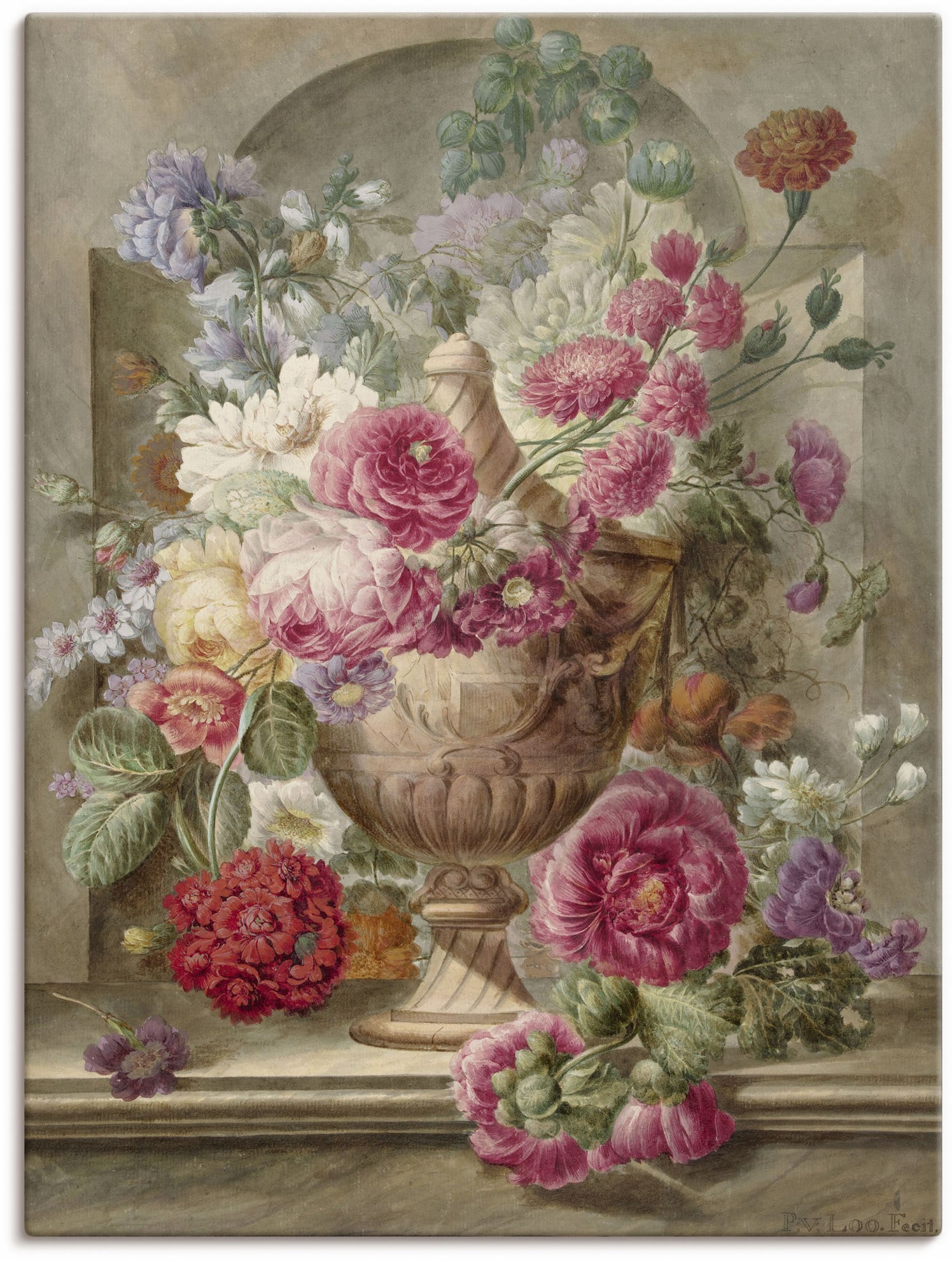 Image of Artland Leinwandbild "Vase mit Blumen." Arrangements 1 Stk. tlg. auf Holzrahmen gespannt