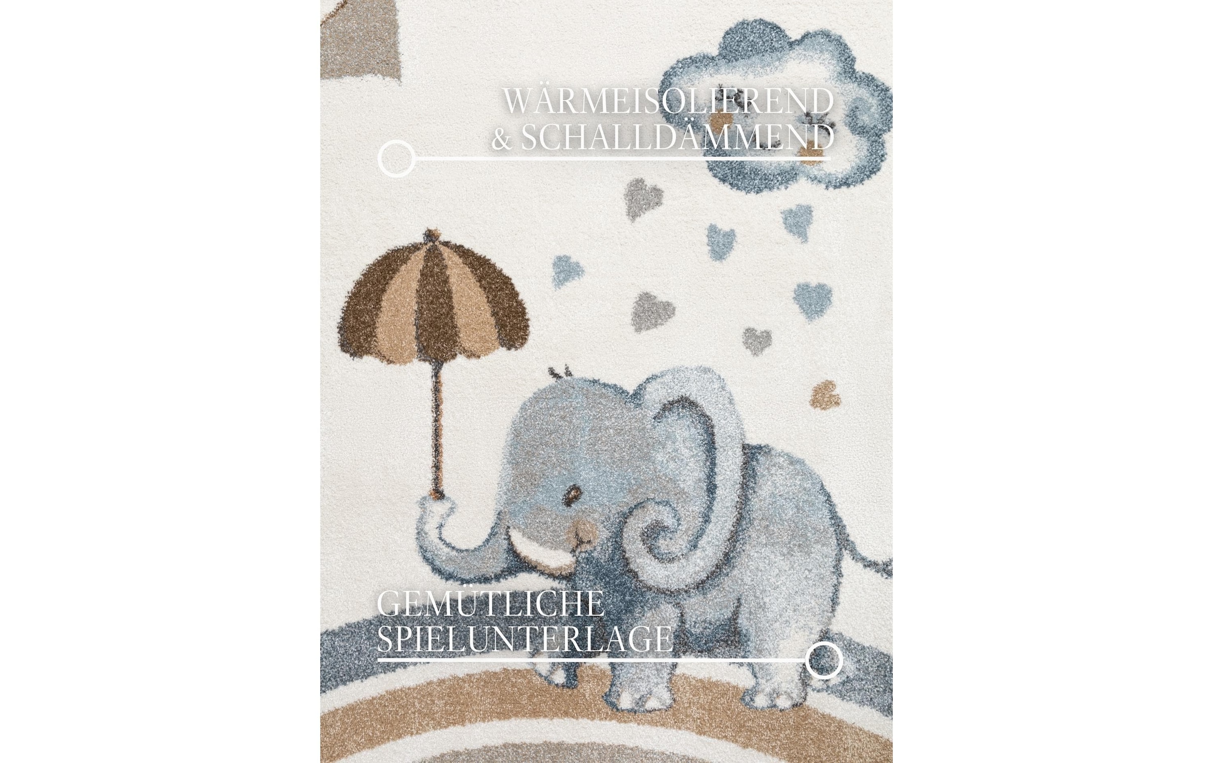 Villeroy & Boch Kinderteppich »Walk like an Elephant Rainy Party Teppich« rechteckig 9 mm Höhe Spielteppich weich, Kinderzimmer, Boho Kids Spielunterlage, Tieremotiv
