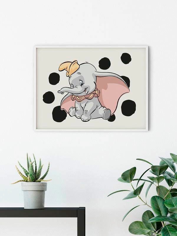 Komar Bild »Dumbo Dots Landscape«, Disney, (1 St.), Wandbild zur Dekoration im Kinderzimmer - ohne Rahmen