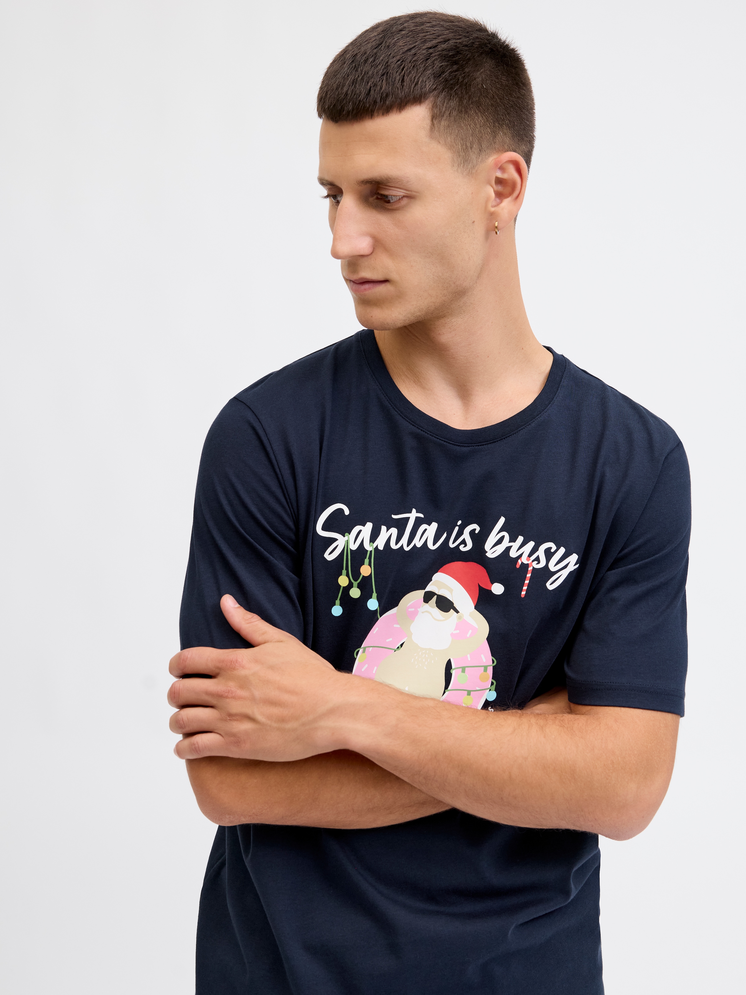 Jack & Jones Shirt à col rond »JJCHRISTMAS TEE SS CREW NECK XMAS« mit weihnachtlichem Druck