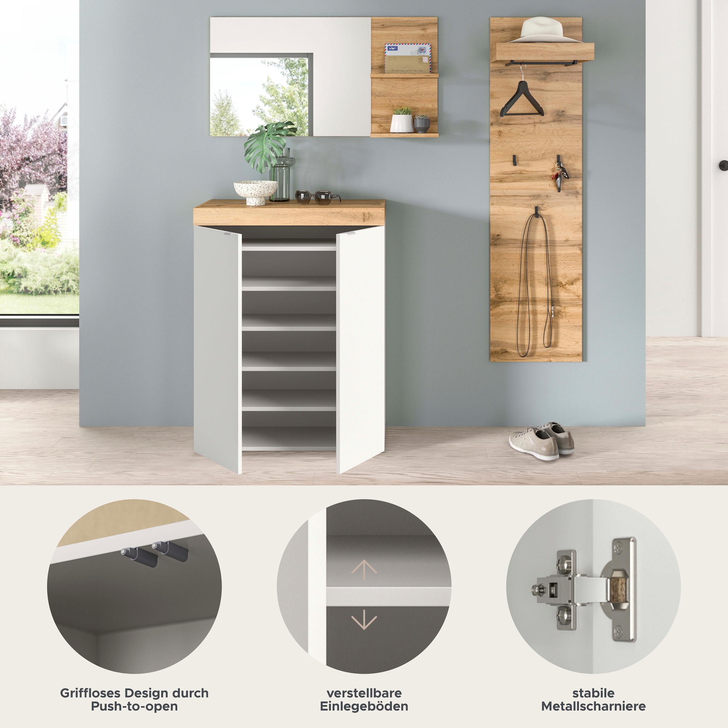 GOODproduct Garderoben-Set »MAMBO II, 3-teilig, hängend oder stehend montierbar« 3 Stk. tlg.
