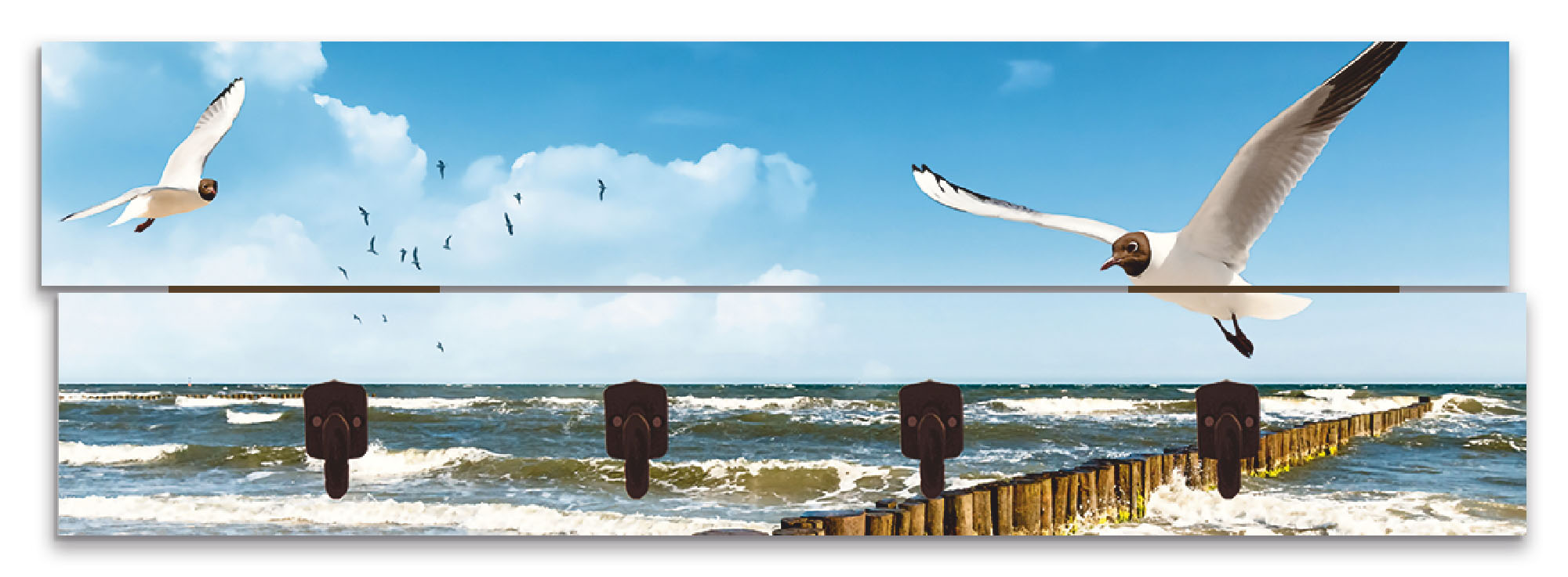 Image of Artland Garderobenleiste »Ostsee«, platzsparende Wandgarderobe aus Holz mit 4 Haken, geeignet für kleinen, schmalen Flur, Flurgarderobe bei Ackermann Versand Schweiz