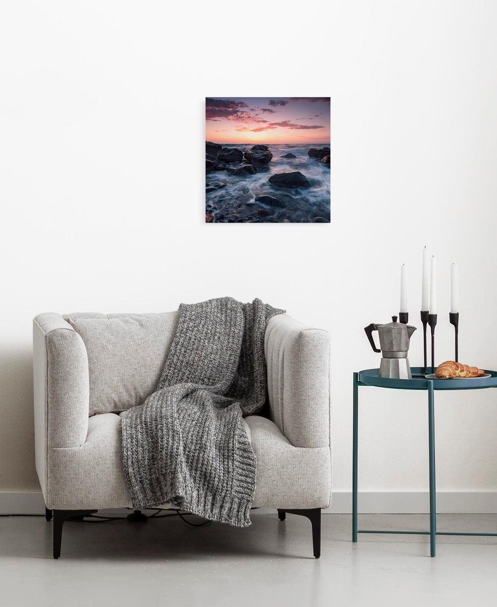Image of Komar Leinwandbild "Calm Current - Grösse 30 x 30 cm" Baum Berge Blumen Blätter Foto Jahreszeiten Landschaft Meer Natur Palmen Strand Packung, 1 Stk. tlg. Keilrahmenbild mi Echtholzrahmen