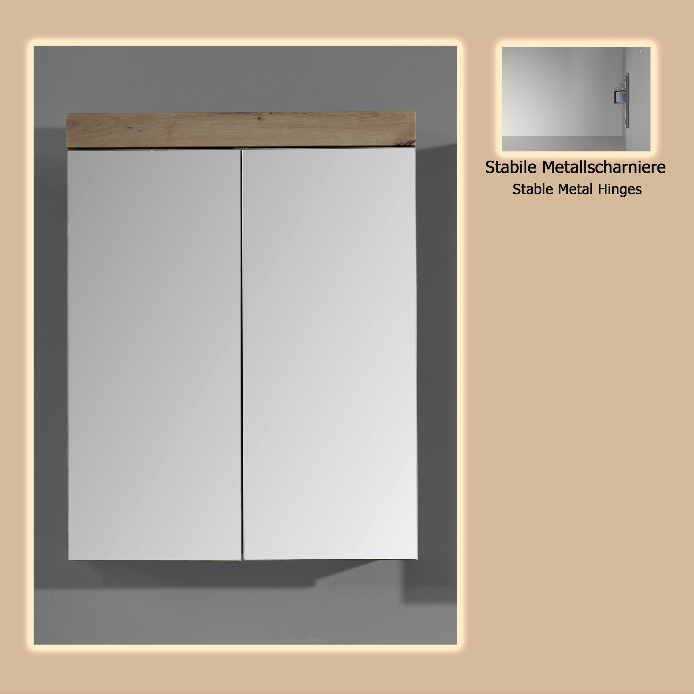 welltime Spiegelschrank »Avena« Spiegelschrank wahlweise mit Beleuchtung - (B/T/H) 60/17/77 cm