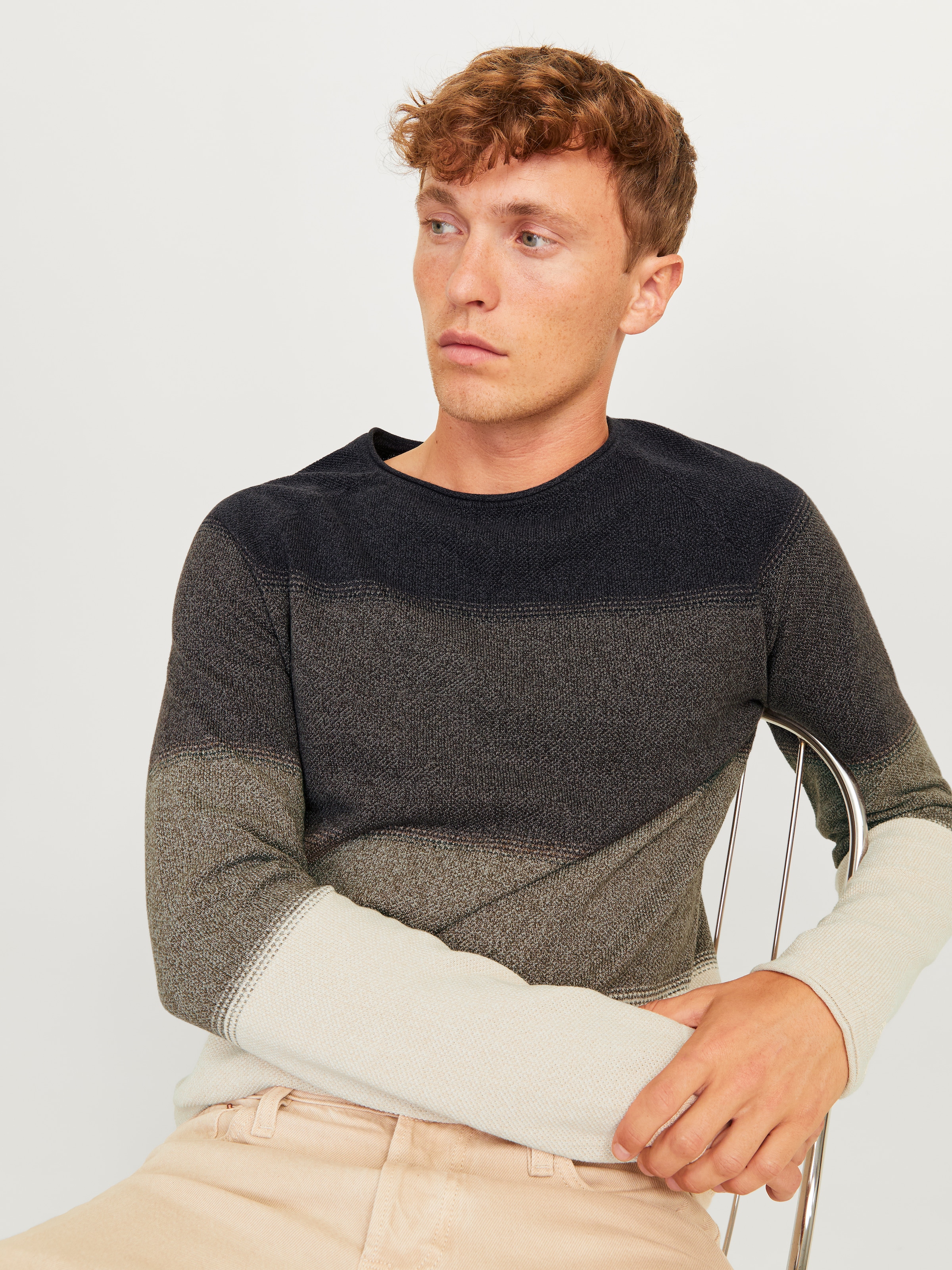 Jack & Jones Rundhalspullover »JJEHILL KNIT CREW NECK NOOS«, aus Strukturstrick