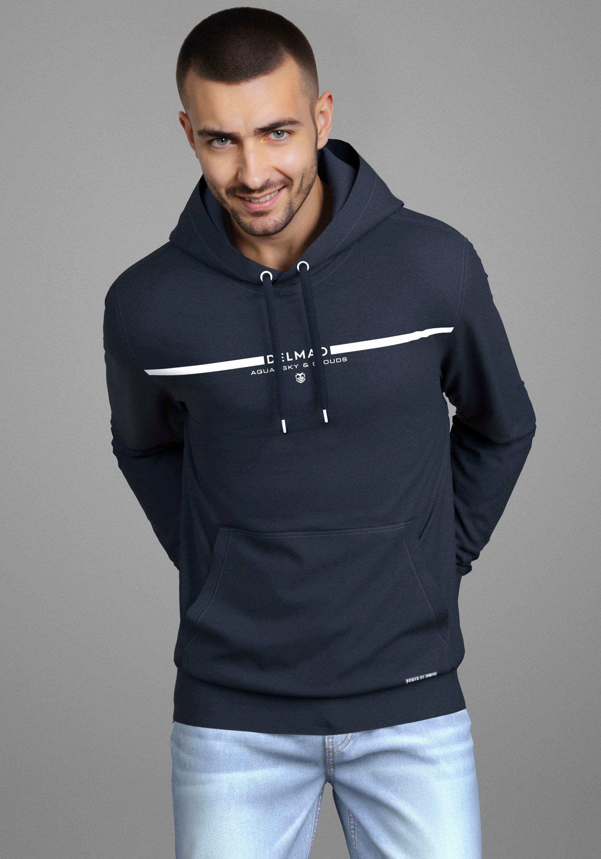 DELMAO Sweat à capuche Langarm, lockere Passform, mit Print, mit Kapuze