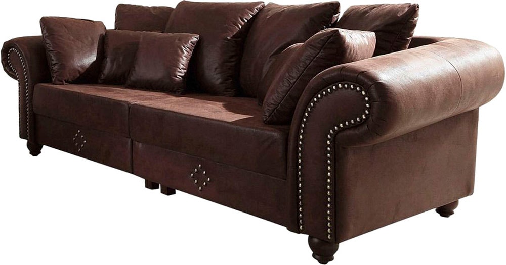 Home affaire Big-Sofa »King George Mega Sofa, viel Platz, Federkern, Ziernägel«