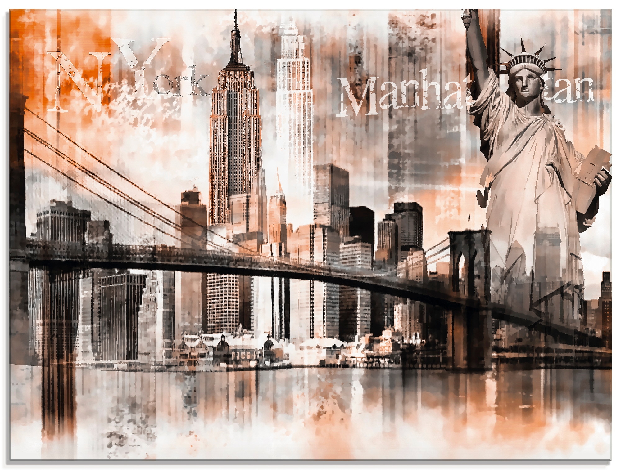 Image of Artland Glasbild "New York Skyline Collage V" Amerika 1 Stk. tlg. in verschiedenen Grössen