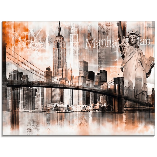 Artland Glasbild »New York Skyline Collage V«, Amerika, (1 St.), in verschiedenen  Grössen bequem kaufen