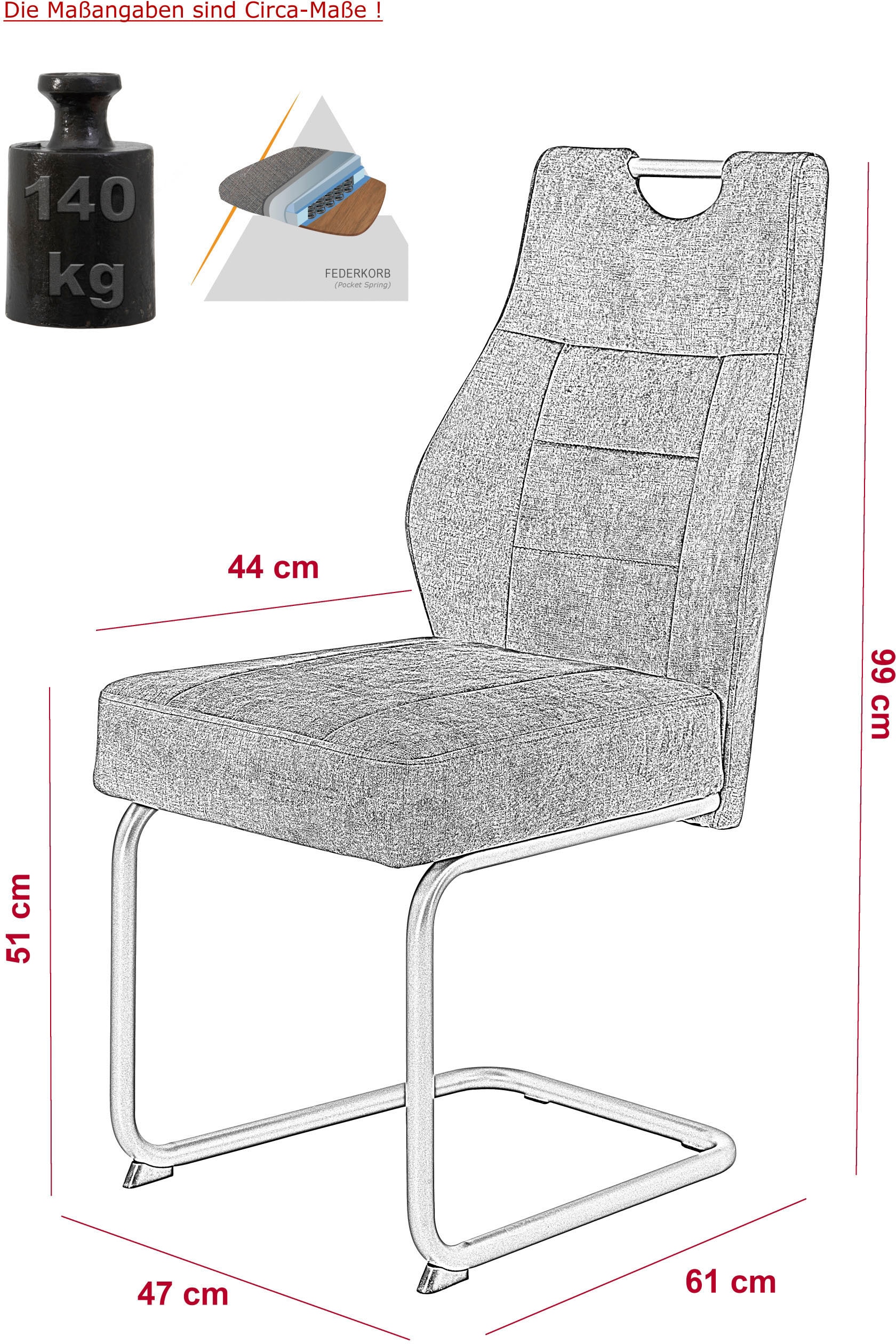 HELA Esszimmerstuhl »Linda S Schwingstuhl BESTSELLER«, (Set), 1 St., Samtvelours, mit Taschenfederkern Sitz, mit 140KG belastbar, Freischwinger