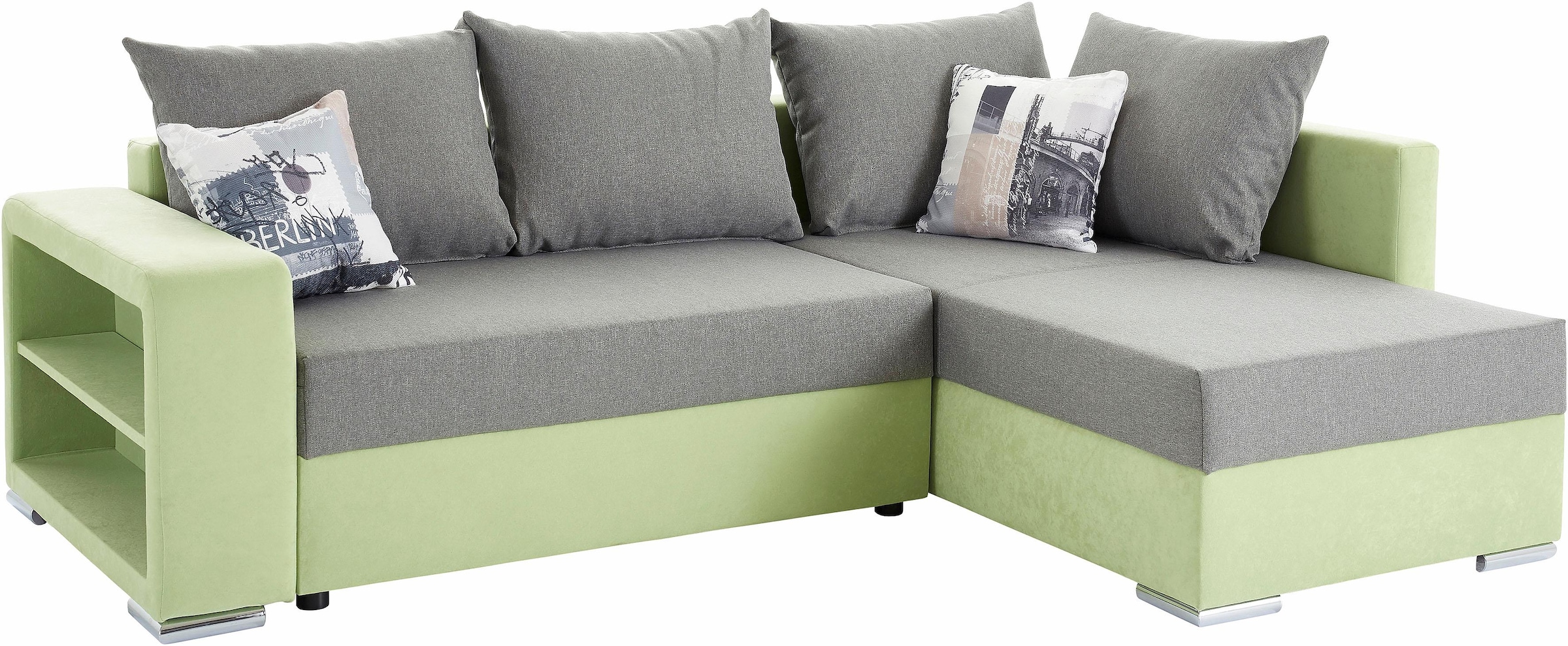 COLLECTION AB Ecksofa »John L-Form«, mit Bettfunktion, Bettkasten und integriertem Regal