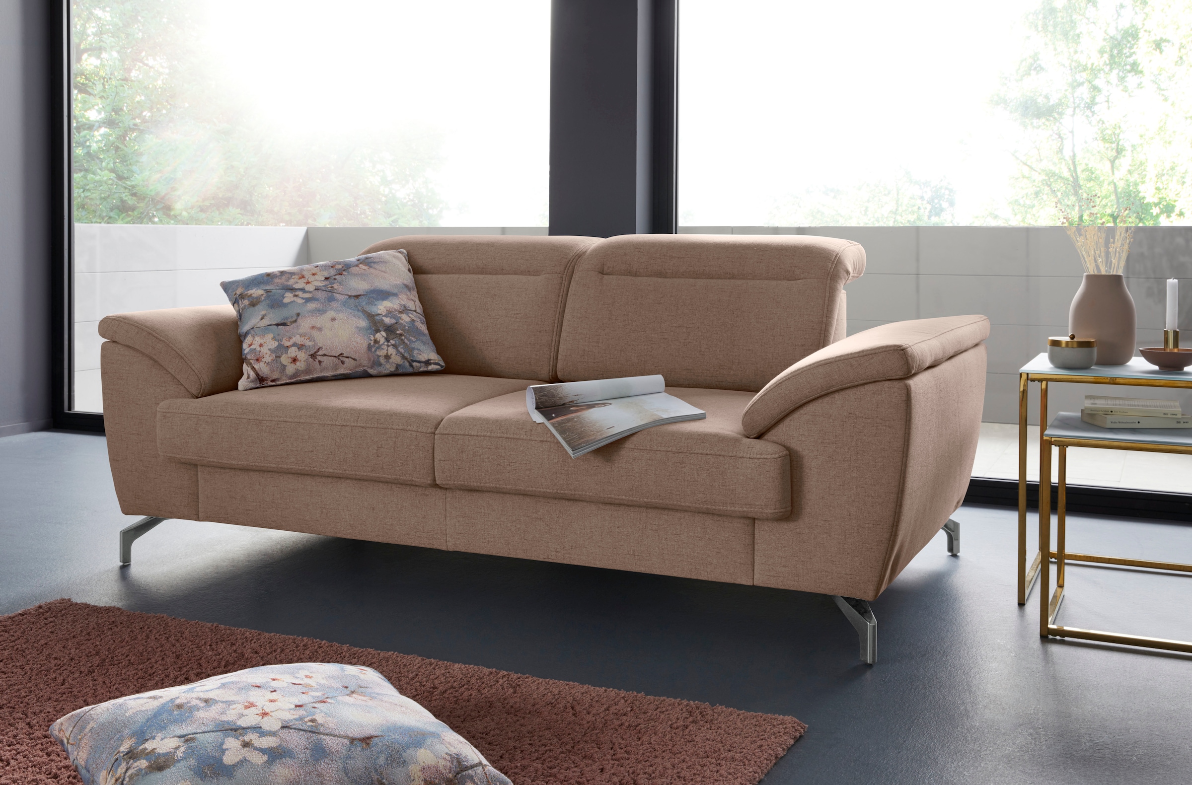 Image of sit&more 2-Sitzer "Percy" 12 cm Fusshöhe, Sitztiefenverstellung, wahlweise Kopfteilverstellung