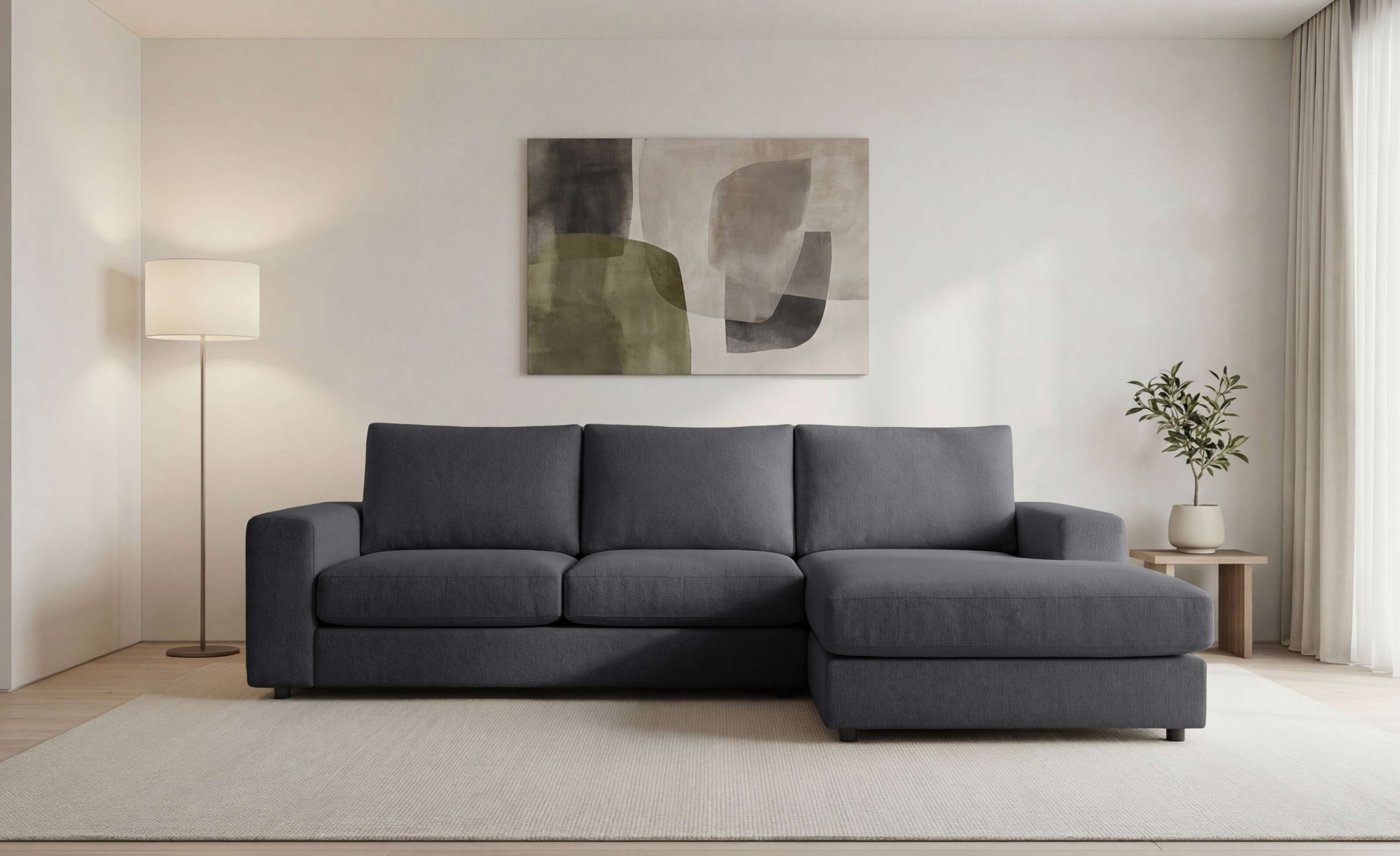 GOODproduct Canapé d'angle »Nivette, weiches Chenille« Breite 269 cm, L-Form, bodentief, mit Wellenunterfederung