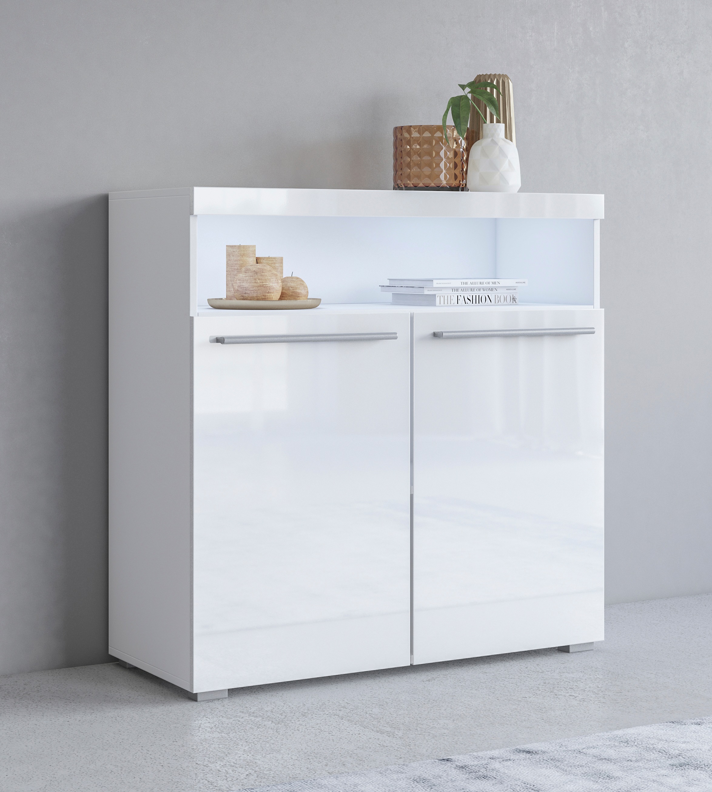 Image of GOODproduct Kommode "India, Breite 91cm, stilvolle Anrichte mit 2 Türen und offene Fach" Sideboard viel Stauraum, ohne Beleuchtung