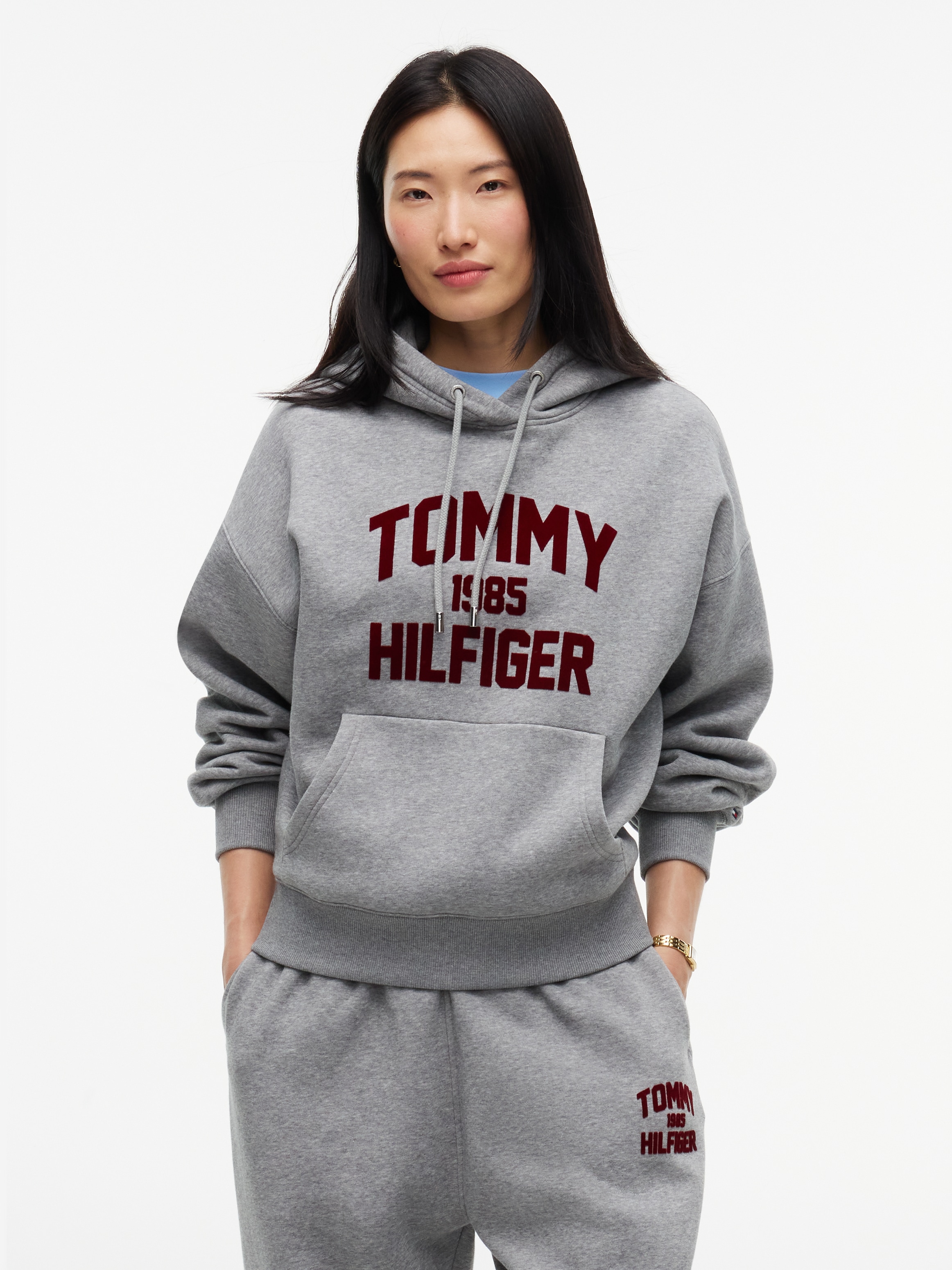 Image of Tommy Hilfiger Kapuzensweatshirt "VARSITY FLOCK RLXD HOODIE", Baumwollmischung, relaxed fit