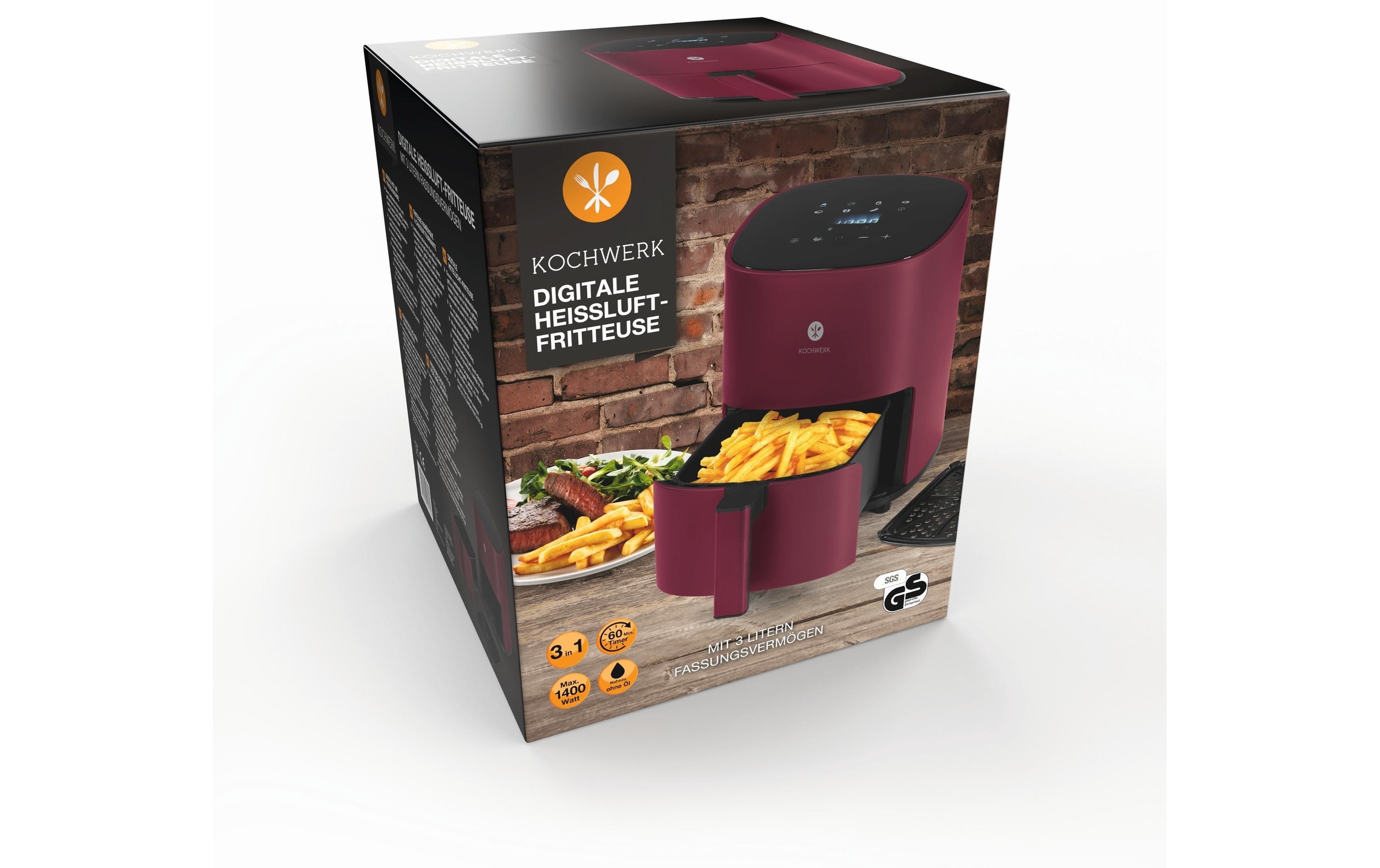 KOCHWERK Heissluftfritteuse »Digital 3l Rt.«, 1400 W