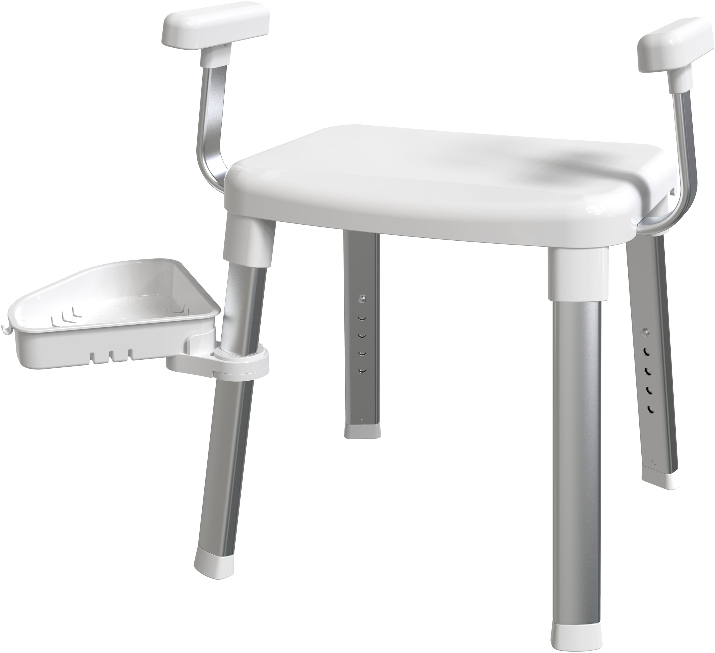 Image of Bischof Dusch- und Badhocker "Tray Comfort" belastbar bis 150 kg Mit schwenkbarer Ablage 28x21cm und 360 drehbarer Sitzfläche