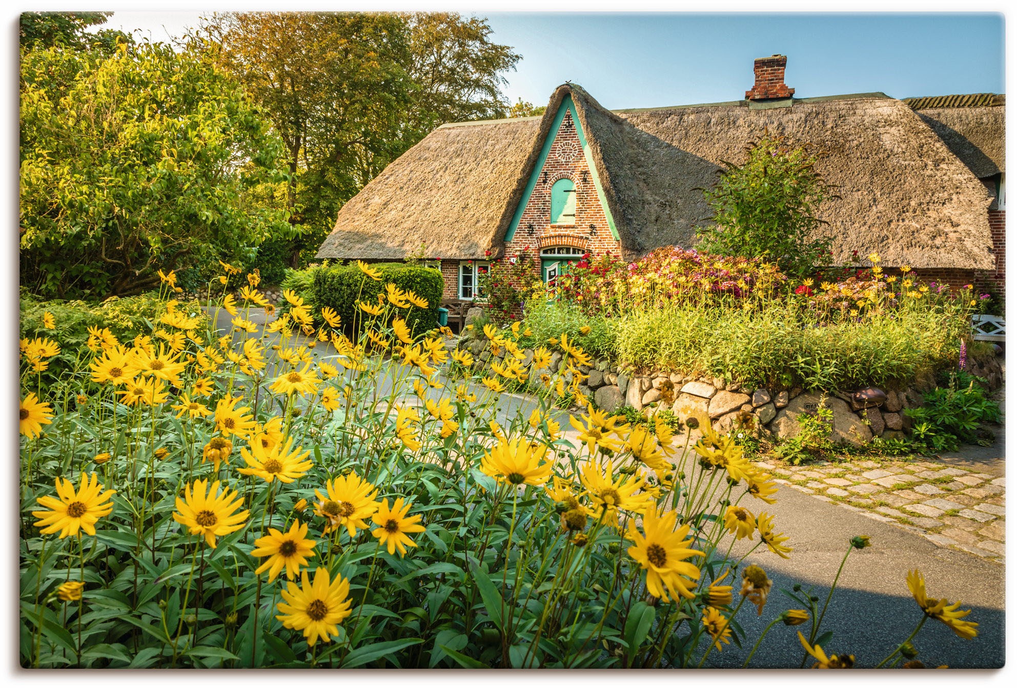 Image of Artland Leinwandbild "Historischer Hof mit Bauerngarten Keitum" Gartenbilder 1 Stk. tlg. auf Holzrahmen gespannt