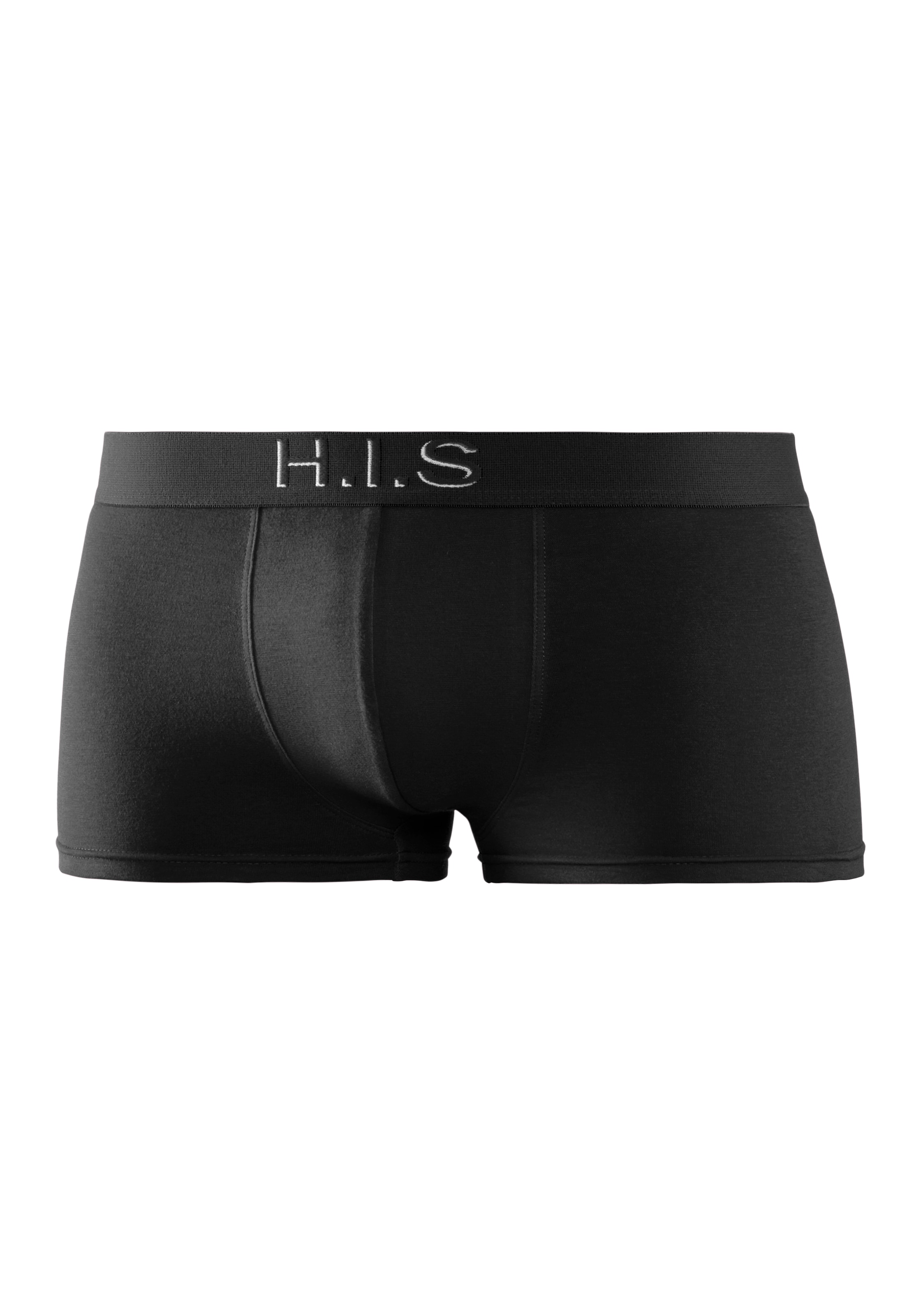 H.I.S Boxershorts, (Packung, 5 St.), in Hipster-Form am Webbund mit Logoschriftzug mit 3D Effekt