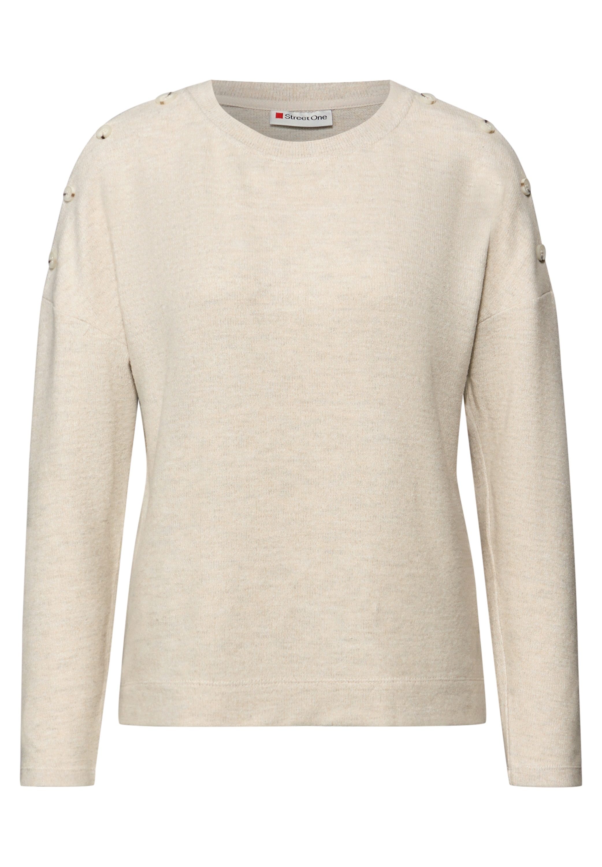 STREET ONE Pull en tricot Knopfdetail an den Schultern und im Melange-Look