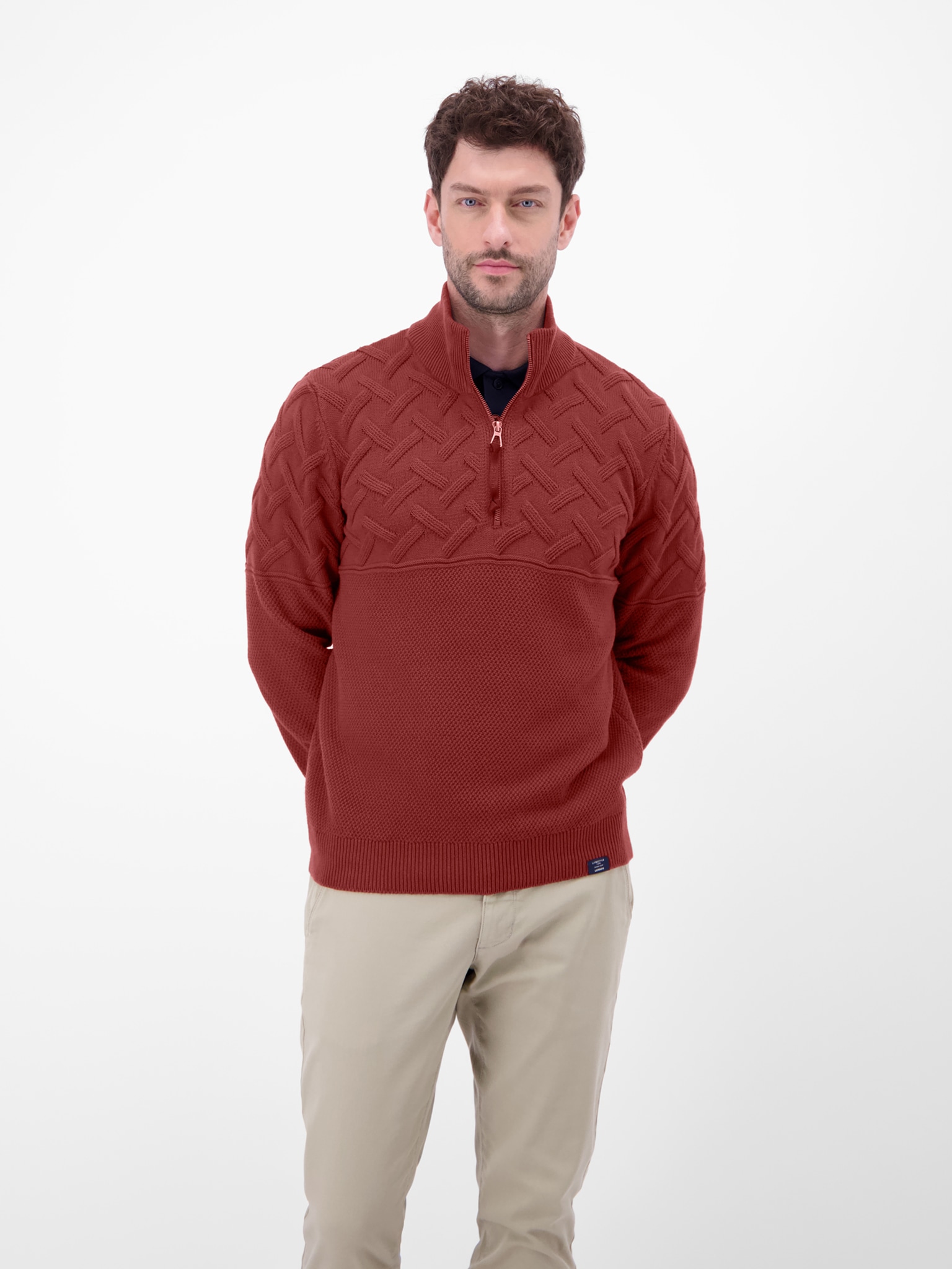 Image of LERROS Strickpullover mit Zipper und Stehkragen, Jacquard-Struktur
