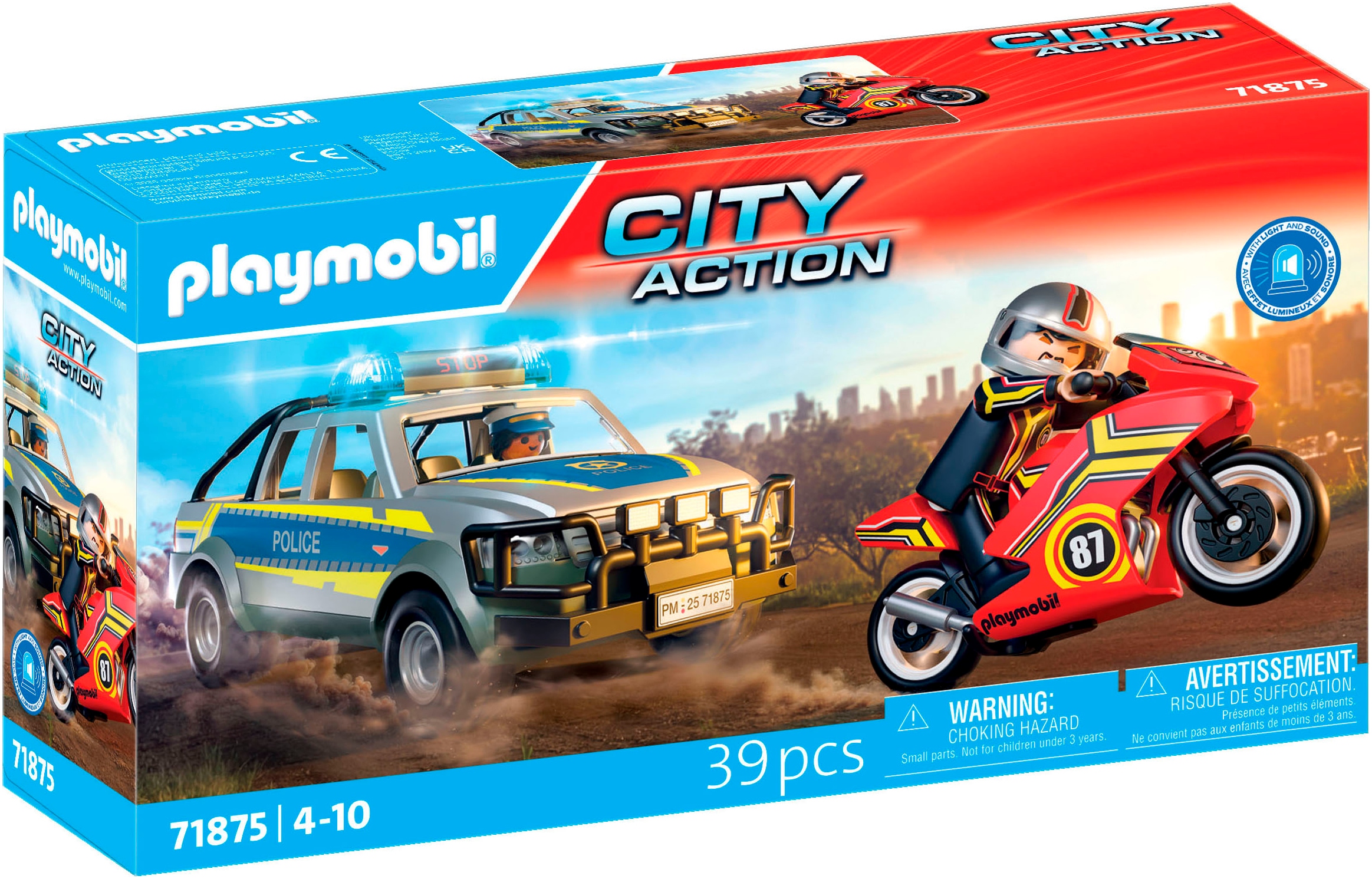 Playmobil® Konstruktions-Spielset »Verfolgungsjagd mit Polizei Pick-Up (71875), Action Heroes« mit Licht und Sound; Made in Europe