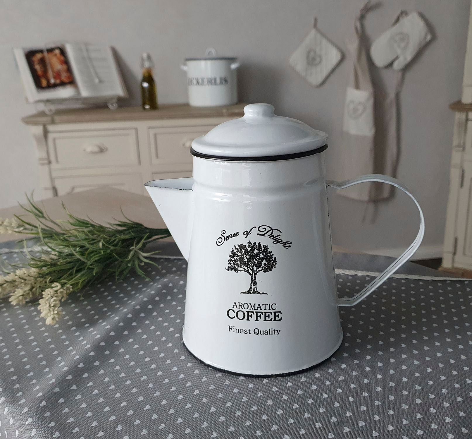 Ambiente Haus Kanne »Kaffeekanne aus Emaille in Antikweiss«, (1)