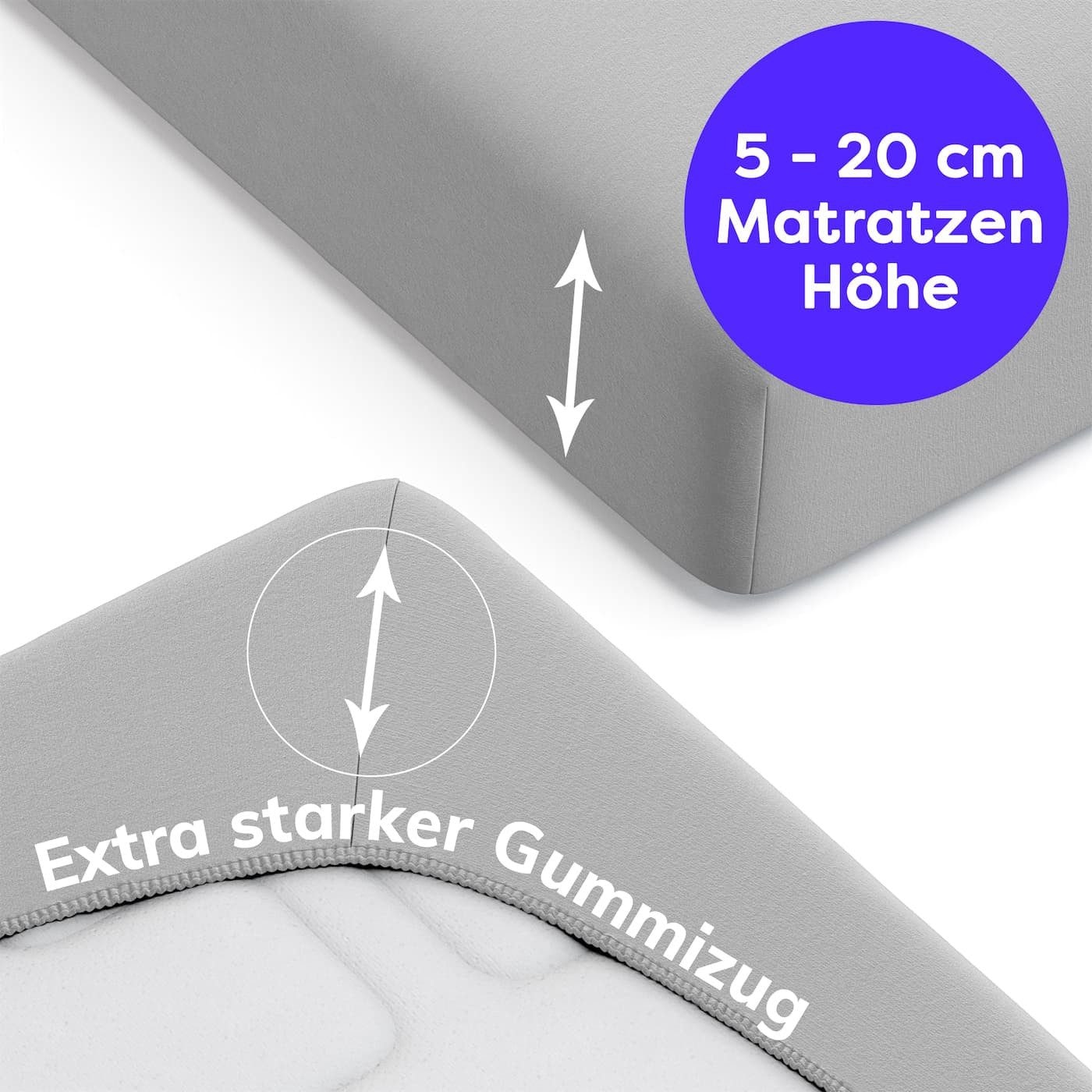 Wolkenfeld Draps de lit »100% Baumwolle - Superweiches Bettlaken für Matratzen von 5 bis 20cm« Rutschfest & Blickdicht - 90x200, 140x200, 160x200, 180x200 200x200