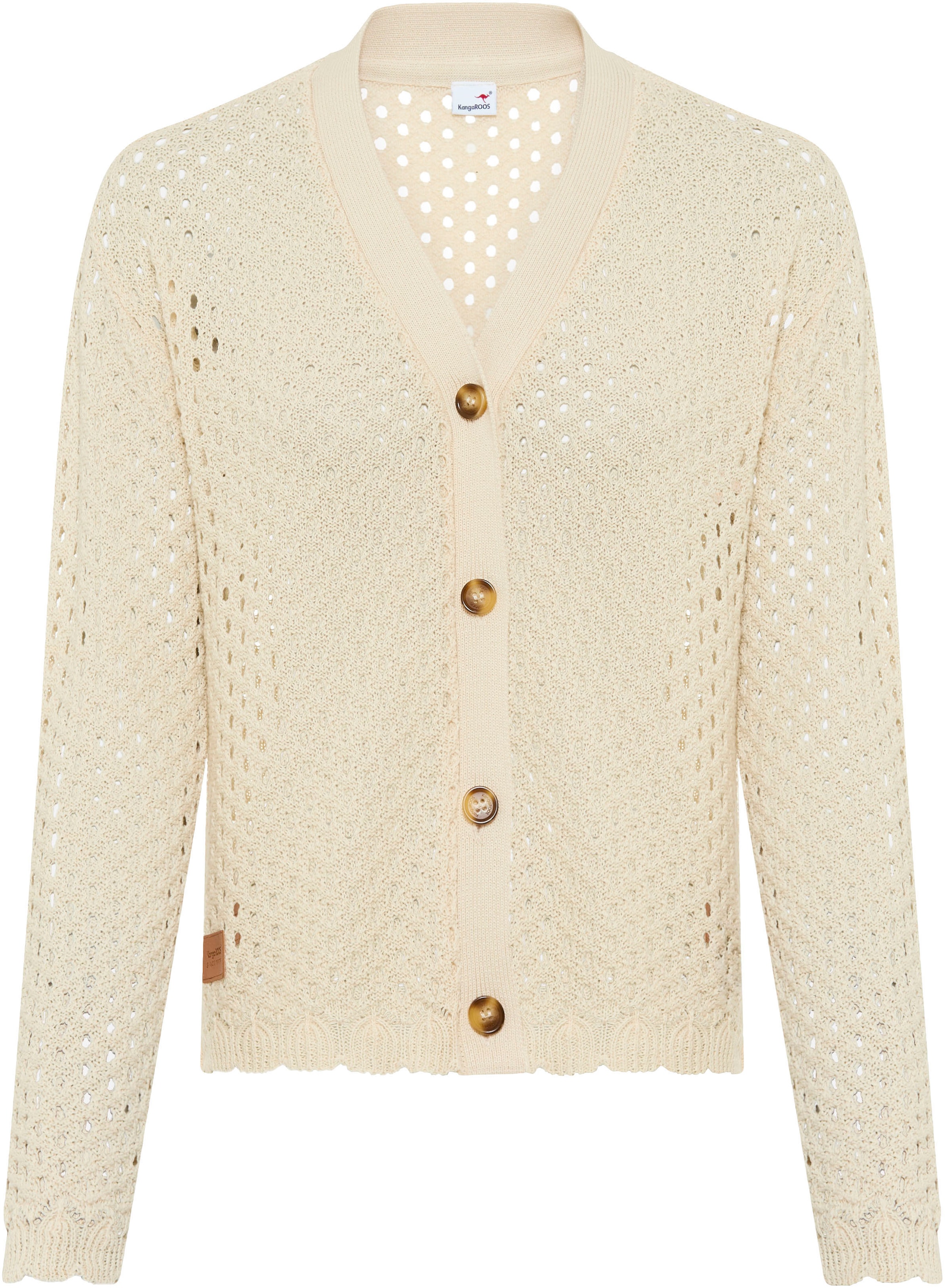 KangaROOS Veste en tricot ajouré casual Stil, Langarm, bequeme Passform, Ajourstrick