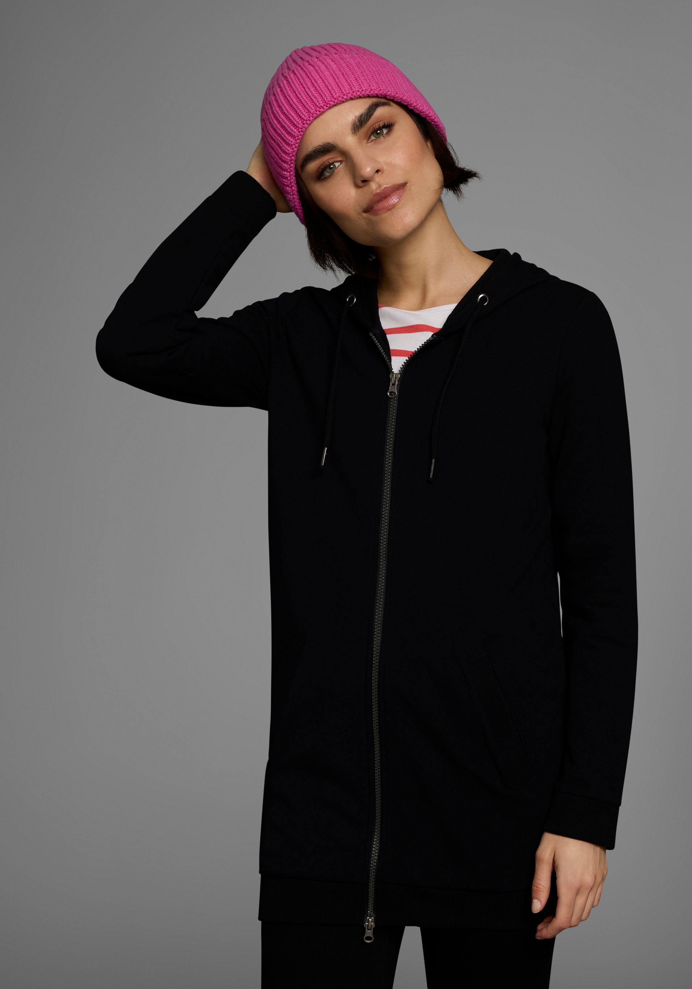 Flashlights Sweatjacke, in langer Form mit Zipper