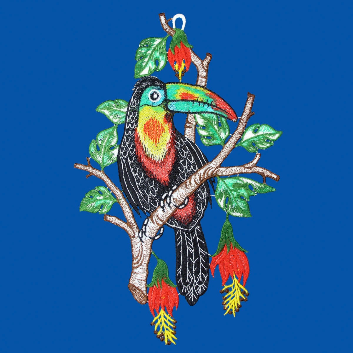 W. Reuter & Sohn - Plauener Spitze® Fensterbild »Fensterbild "Tukan" farbig«