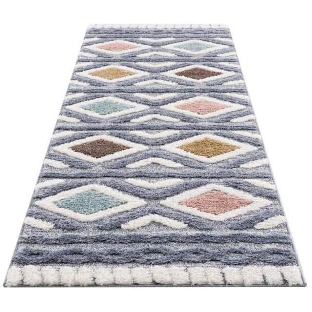 Carpet City Hochflor-Läufer »Focus 3382«, rechteckig, Boho-Teppich, besonders  weich, Hoch Tief Struktur, Wohnzimmer jetzt kaufen