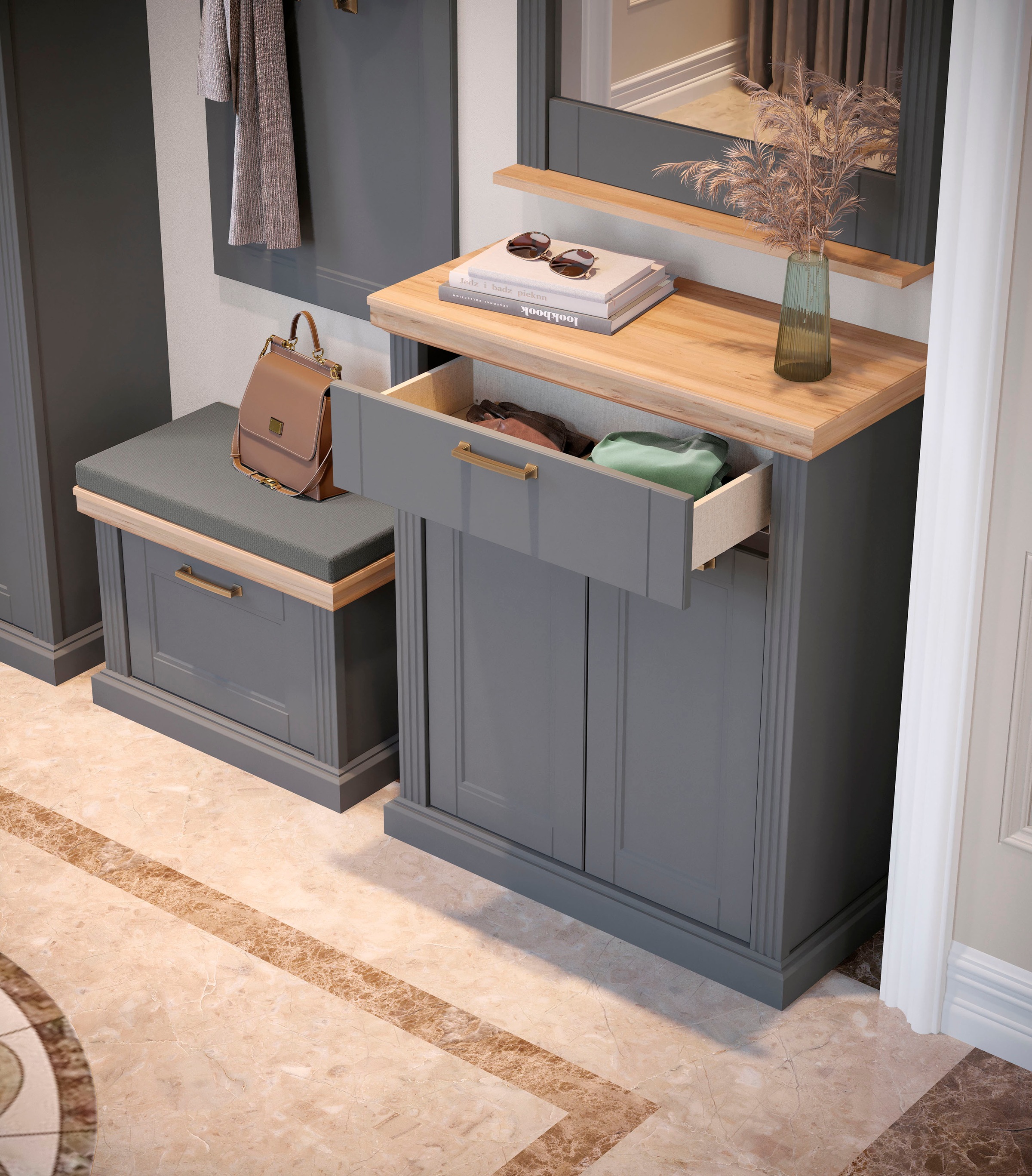 Image of GOODproduct Schuhschrank "Tara" (H/B/T): 51/65/38cm, Hochwertig UV lackiertes MDF