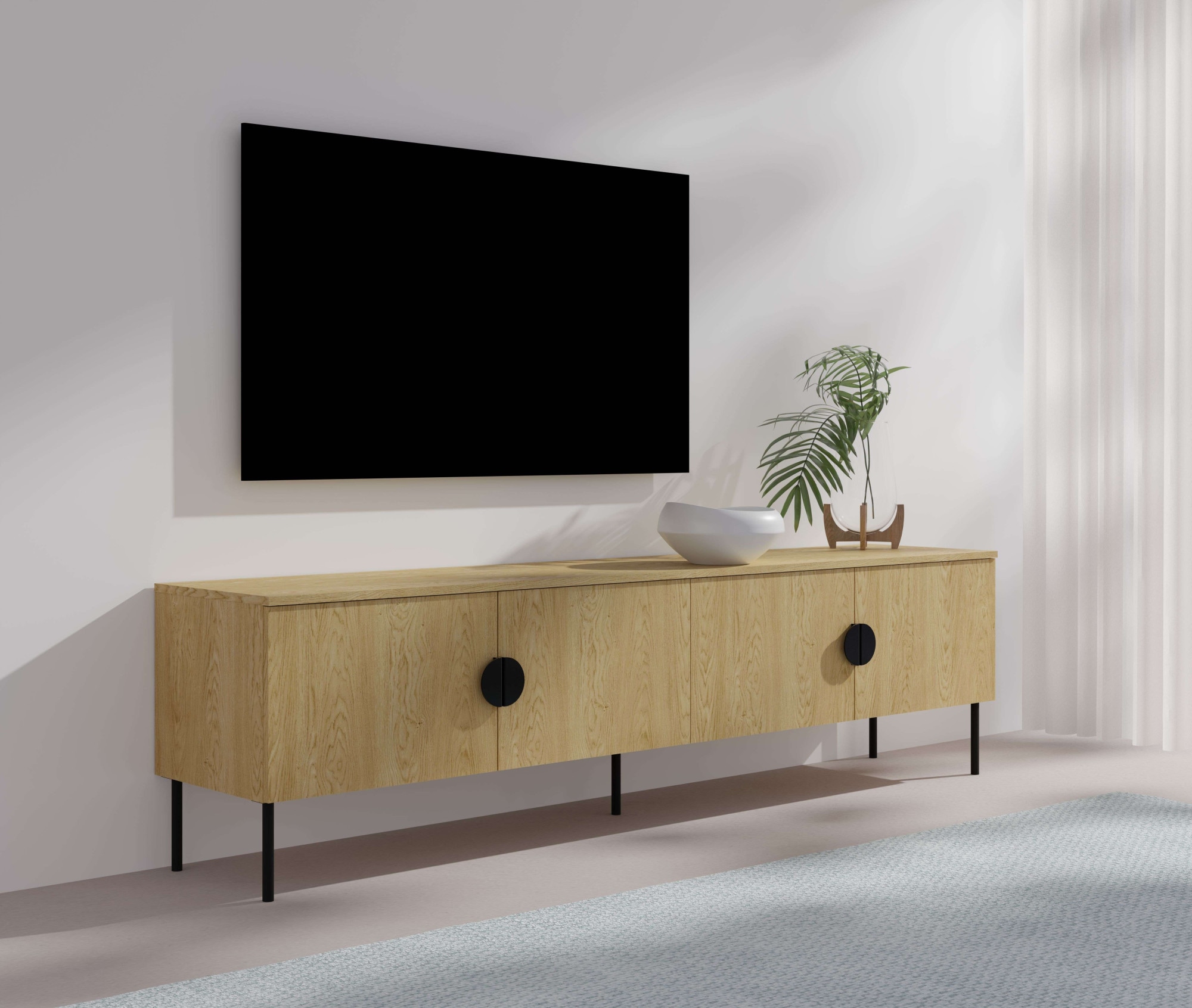 Home affaire Table basse »BELLOT TV-Schrank mit 2 Türen, Masse B/T/H: 160/40/53,6 cm« 1 cuis tlg. in baltischer Eichenfarbe, mit holzähnlicher Struktur