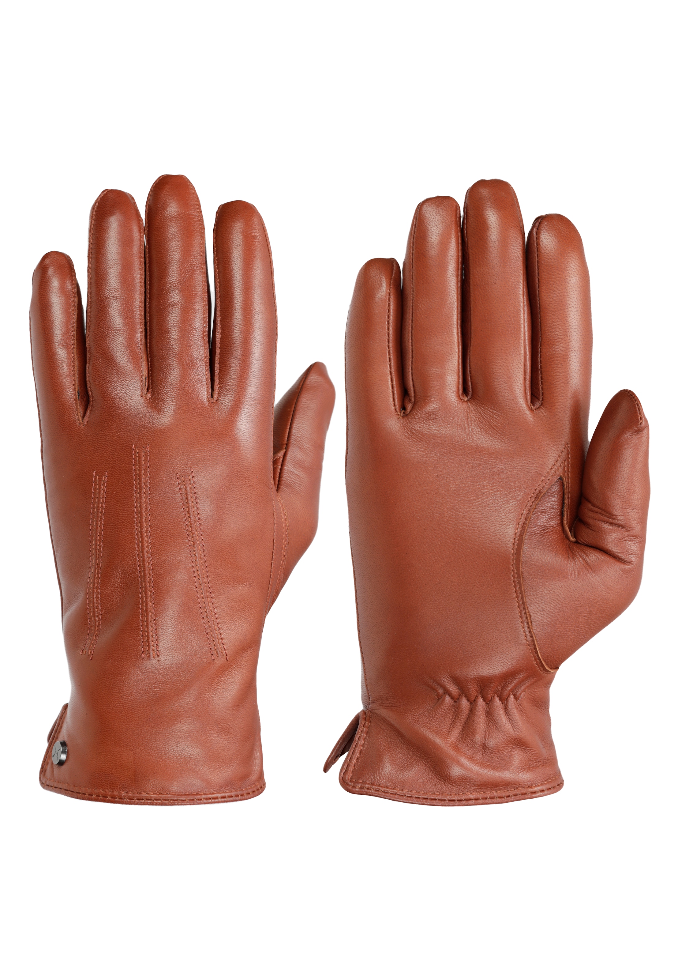 Image of PEARLWOOD Lederhandschuhe "GRAY" Weiches Innenfutter mit Wollanteil, dekorative Ziernähte