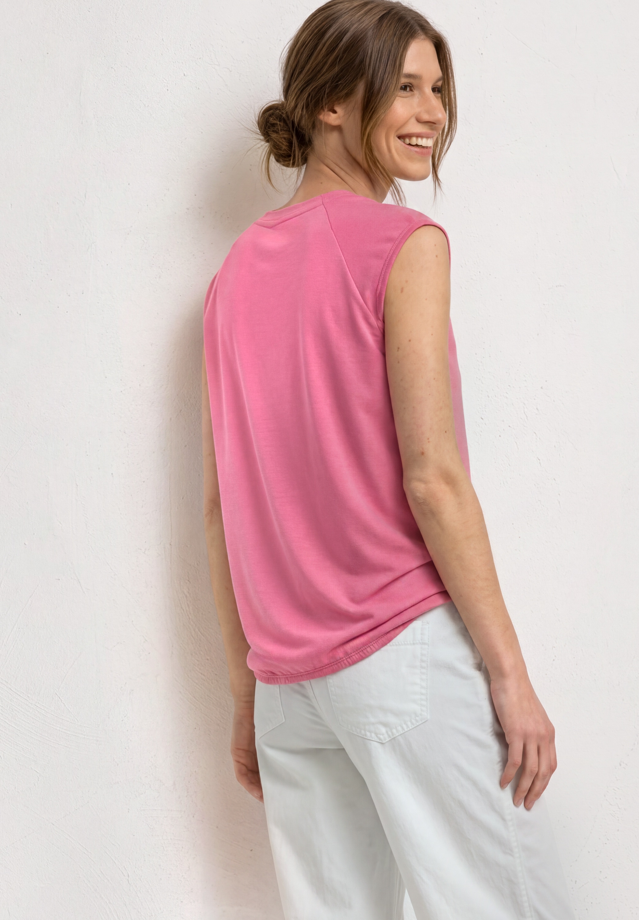 STREET ONE Shirttop Sommershirt mit Elastiksaum