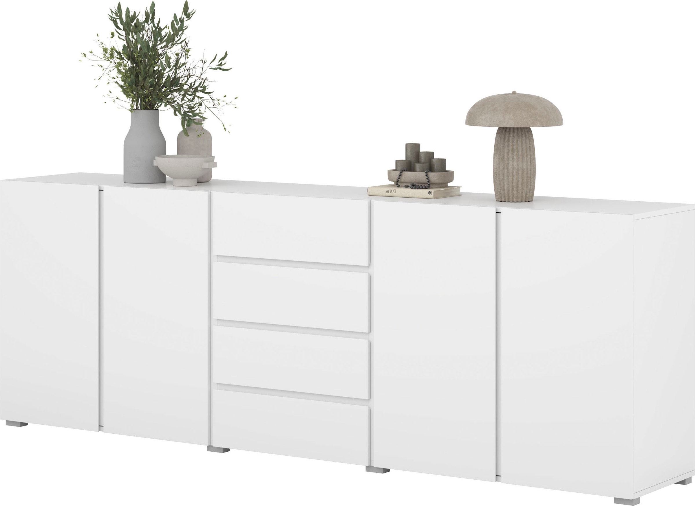 GOODproduct Sideboard »Metric,Breite 222 cm, grifflose Kommode 4 Türen/4 Schubkästen« Schubladenschrank mit viel Stauraum, Einlegeböden verstellbar